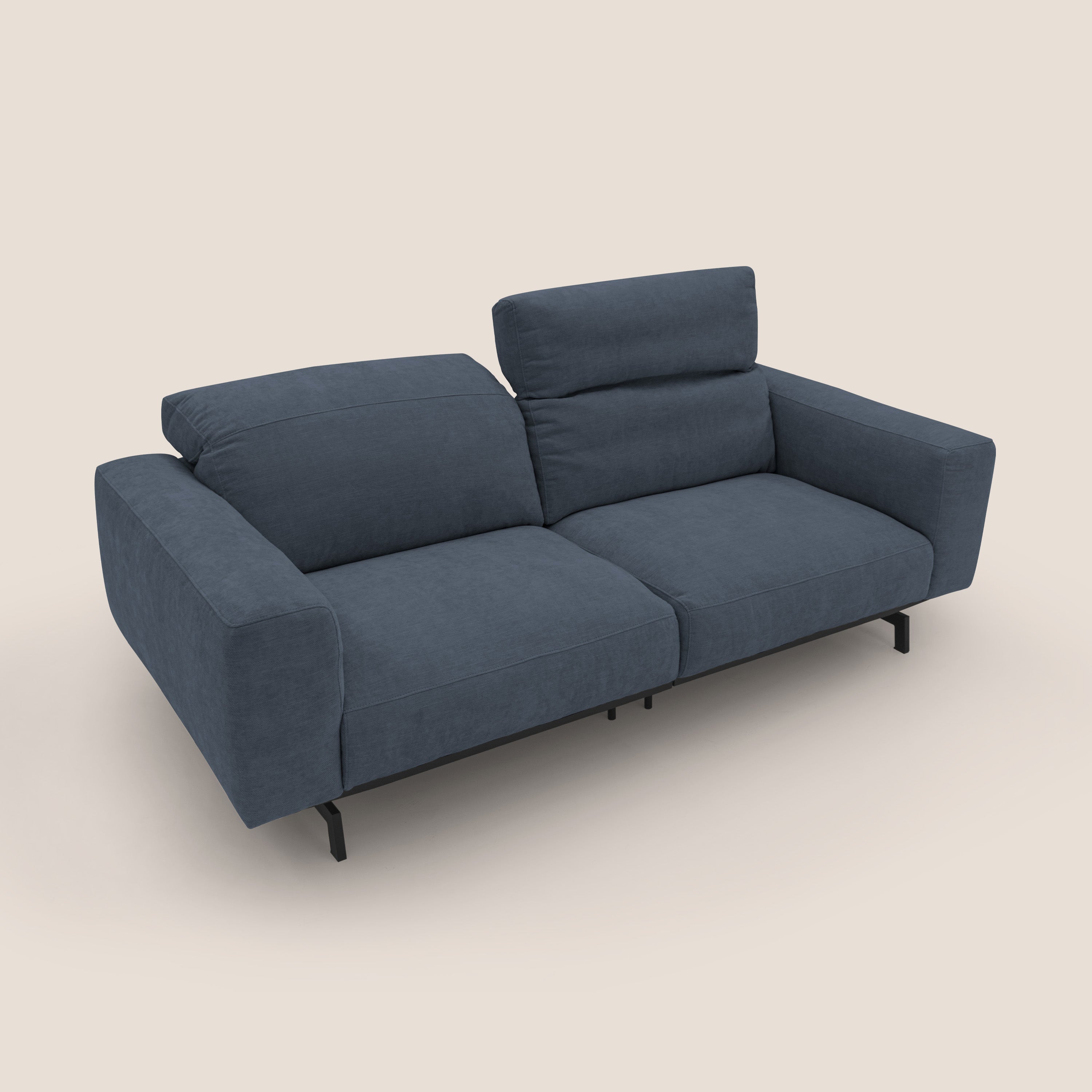 Sakura divano in piuma d'oca modulare componibile in morbido tessuto fiammato impermeabile T14 blu - divani.store
