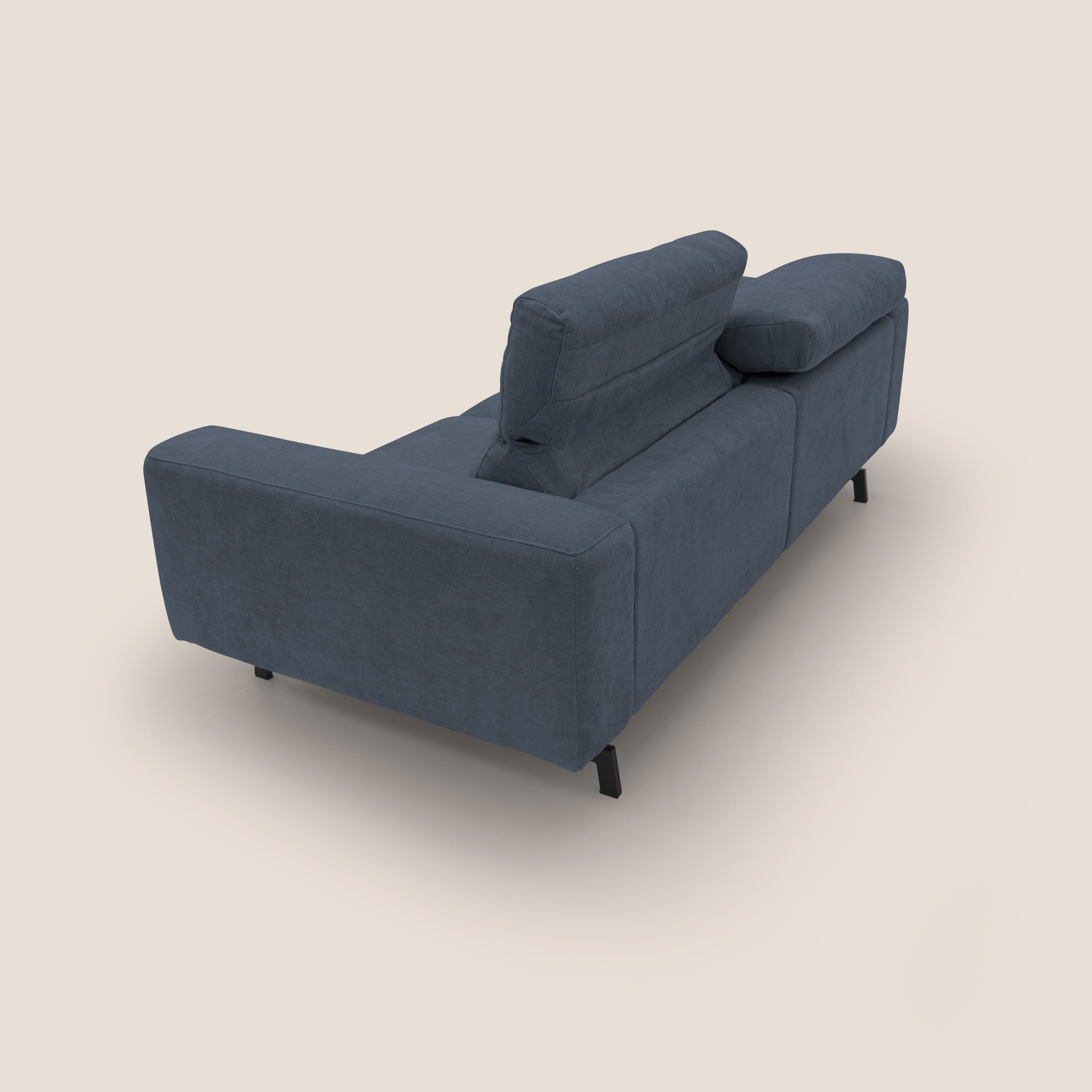 Sakura divano in piuma d'oca modulare componibile in morbido tessuto fiammato impermeabile T14 blu - divani.store