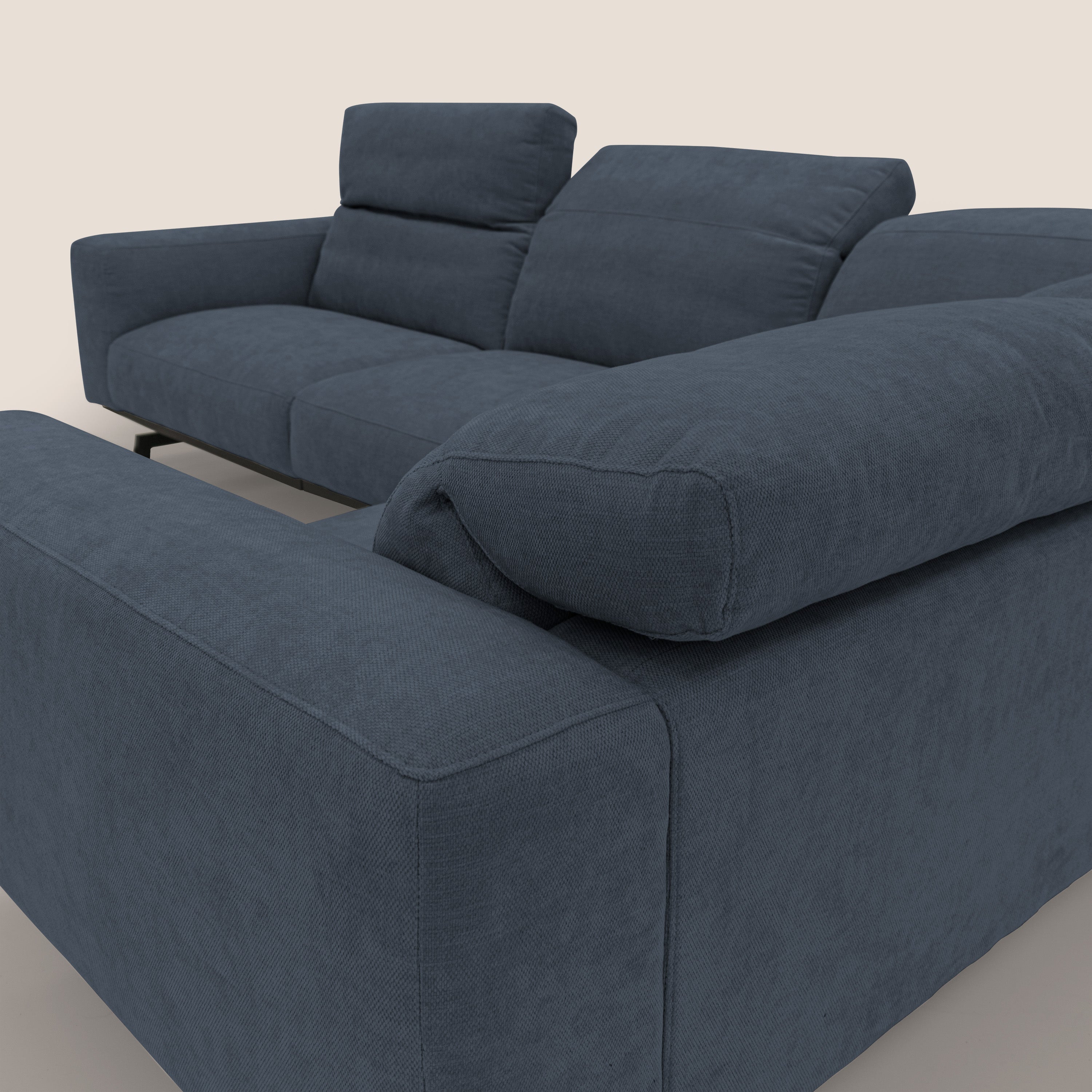 Sakura Canapé d'angle RÉVERSIBLE et modulable en tissu doux et imperméable T14 bleu