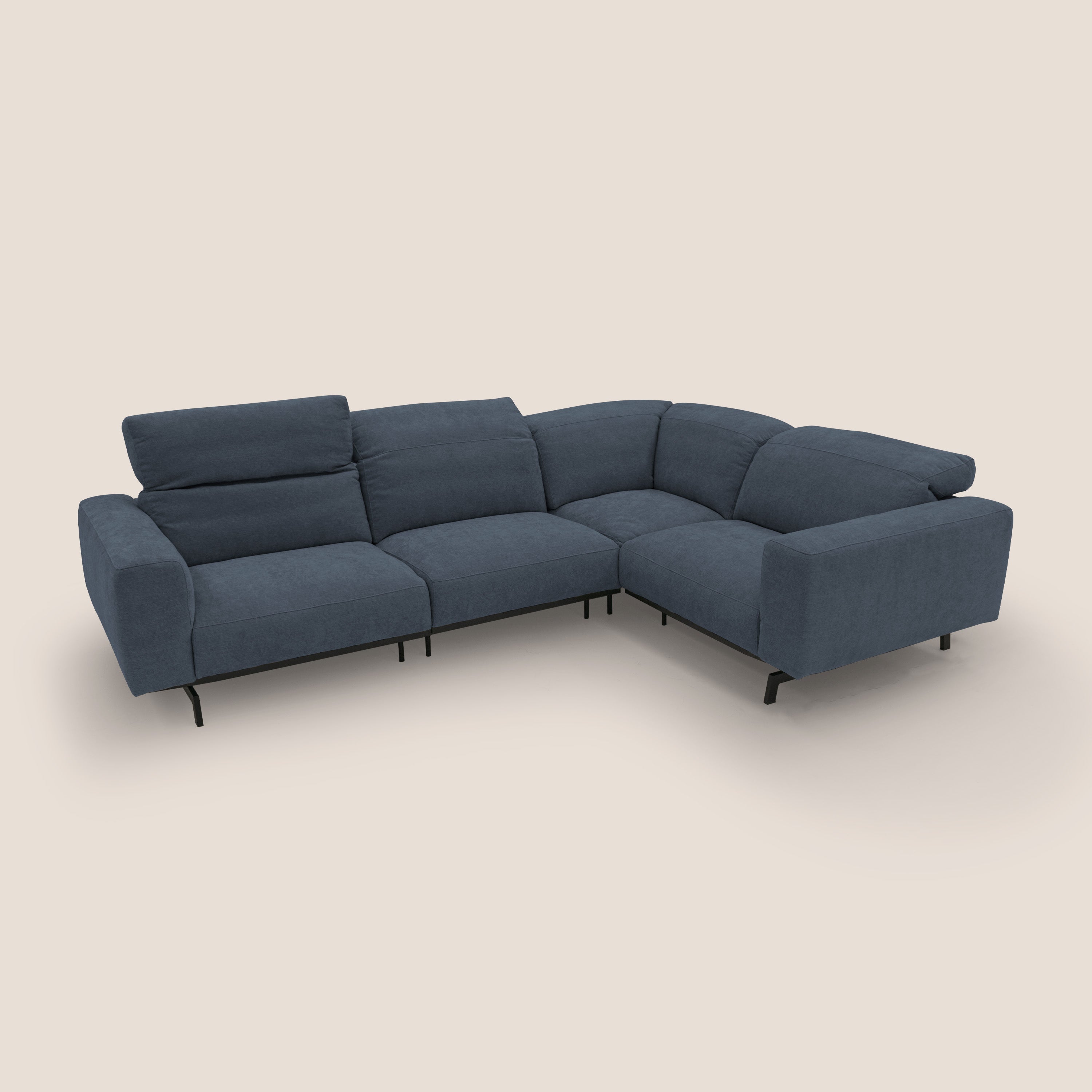 Sakura Canapé d'angle RÉVERSIBLE et modulable en tissu doux et imperméable T14 bleu