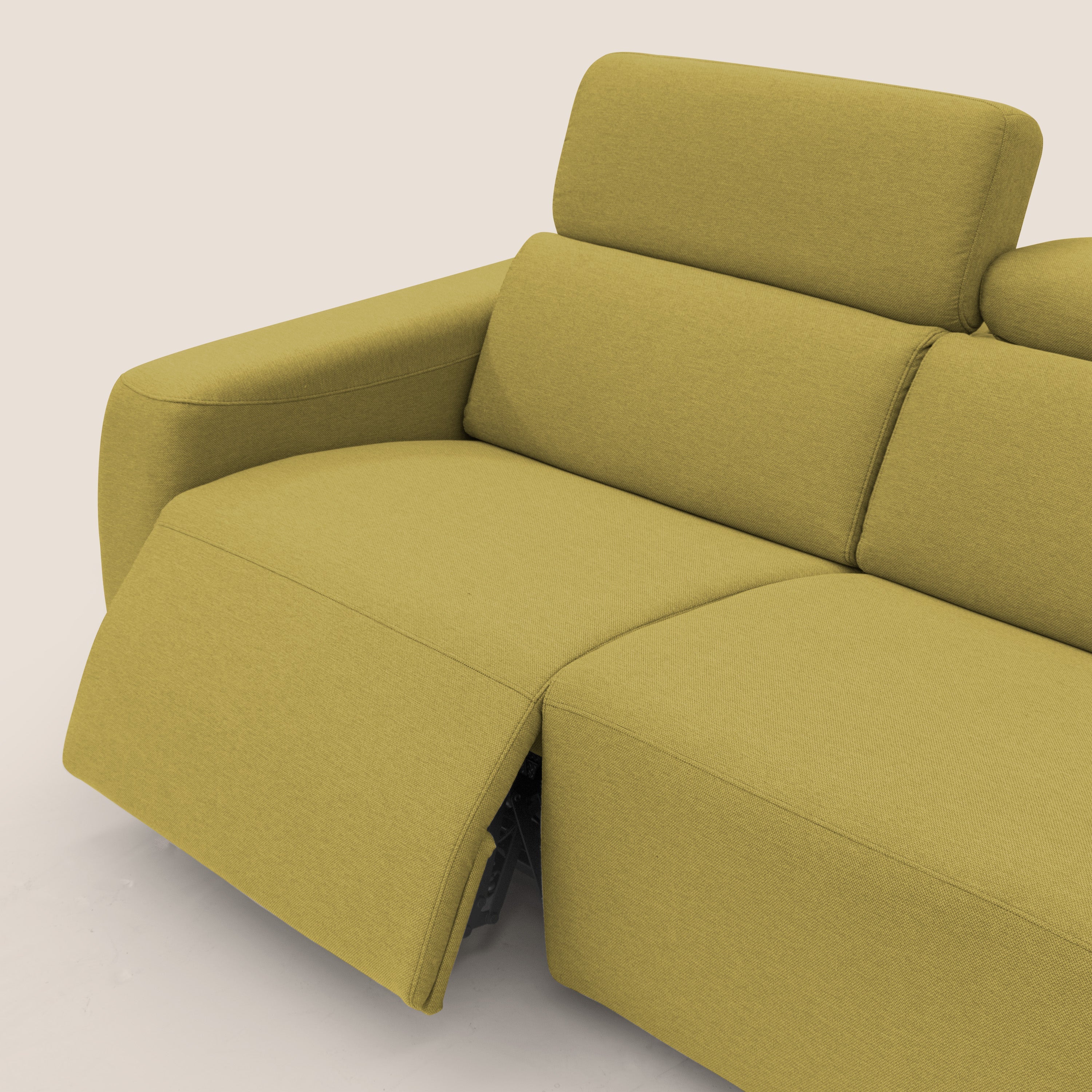 Poseidon divano letto + relax elettrico in tessuto smacchiabile impermeabile T05 giallo - divani.store