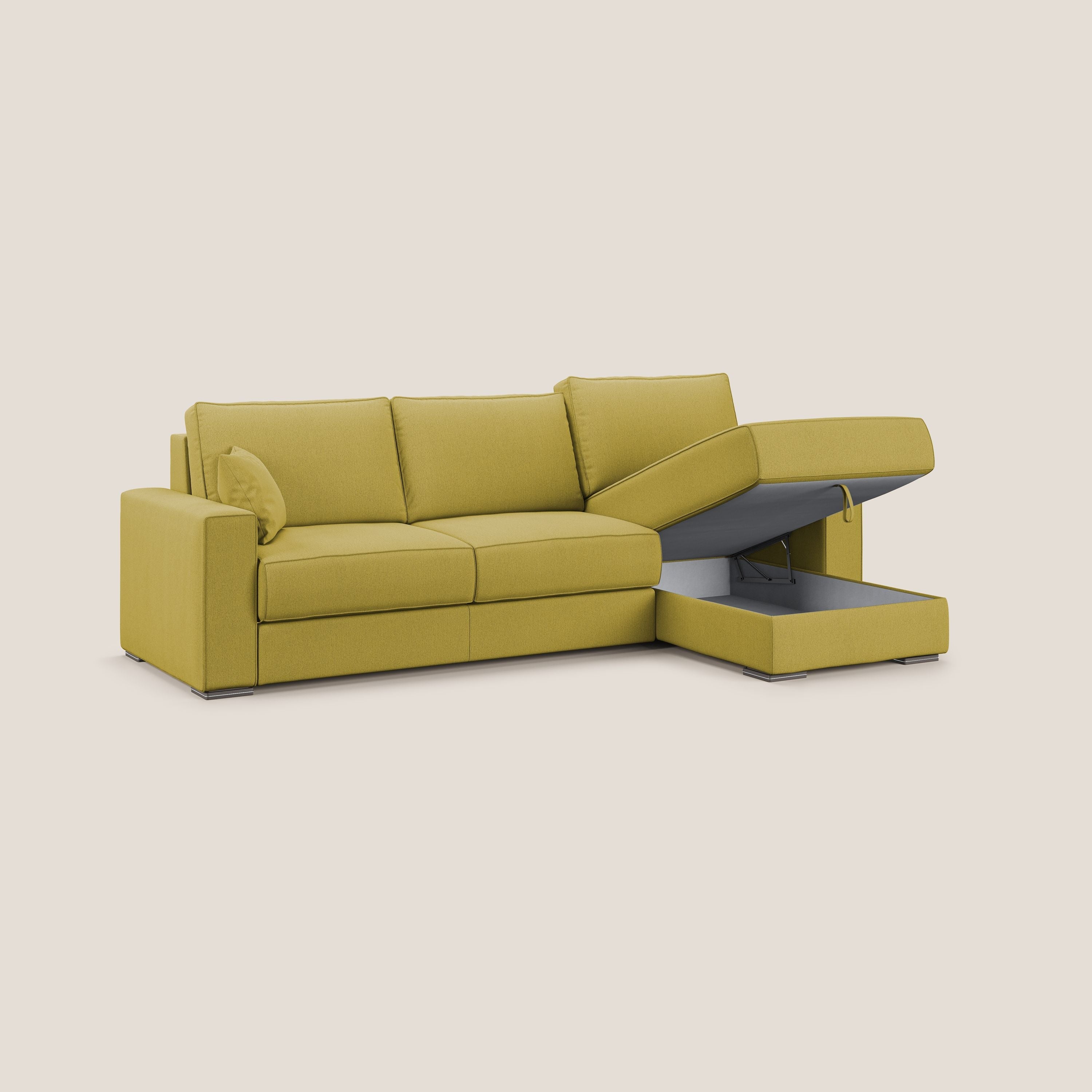 Dream Divano letto angolare in tessuto smacchiabile T05 giallo - divani.store
