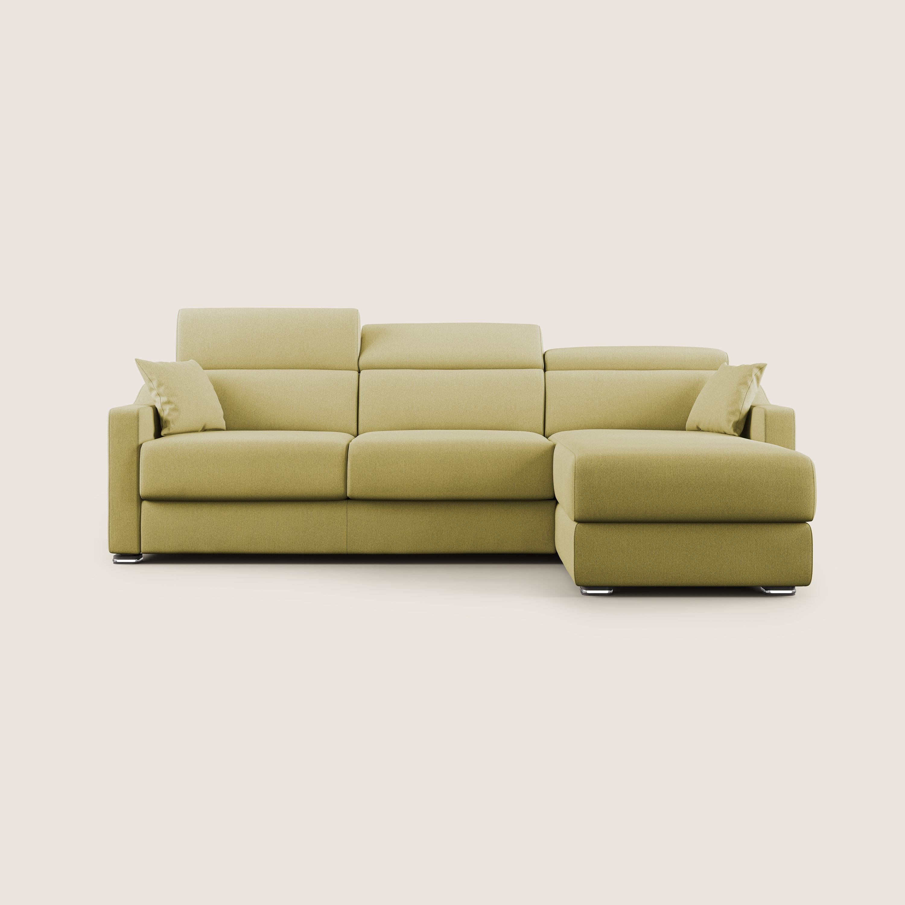 Amber divano letto angolare in tessuto smacchiabile T05 giallo - divani.store