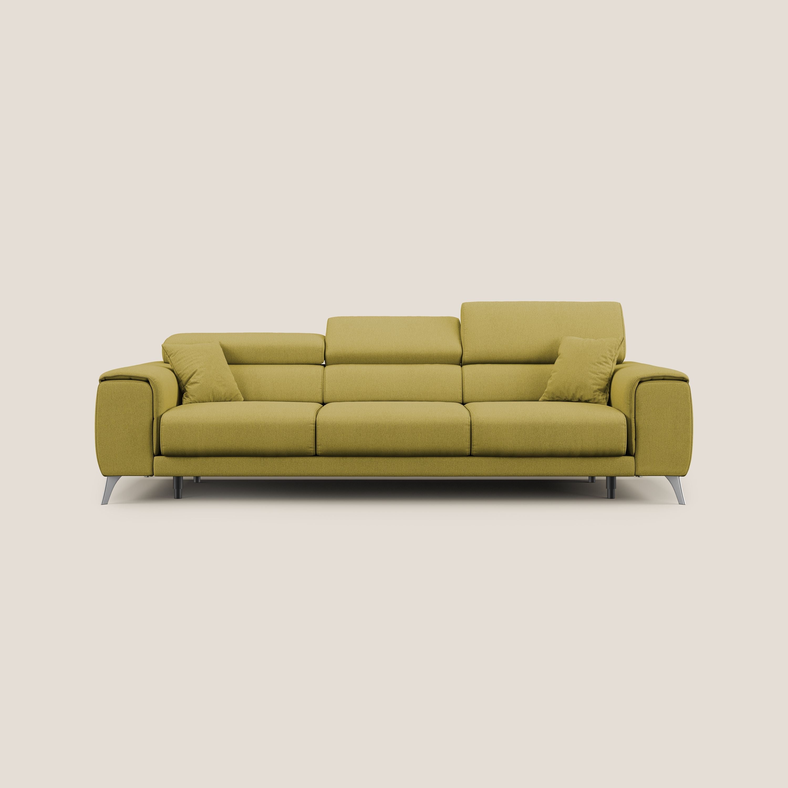 Fusion divano con 3 sedute allungabili in tessuto smacchiabile T05 giallo - divani.store