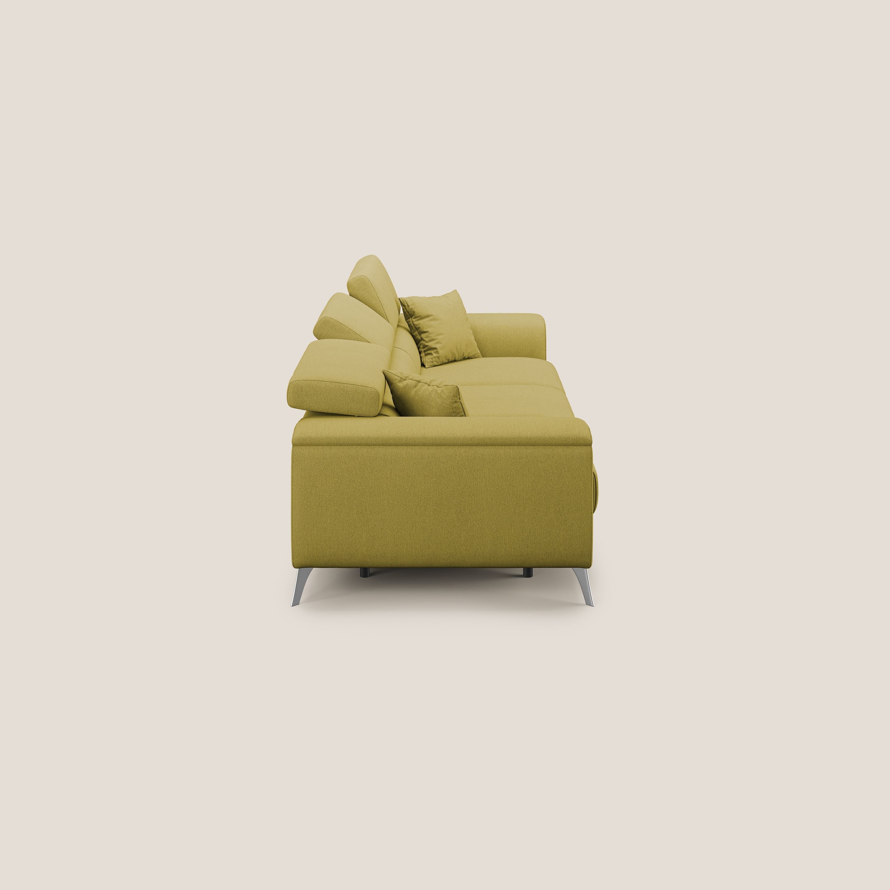 Fusion divano con 3 sedute allungabili in tessuto smacchiabile T05 giallo - divani.store