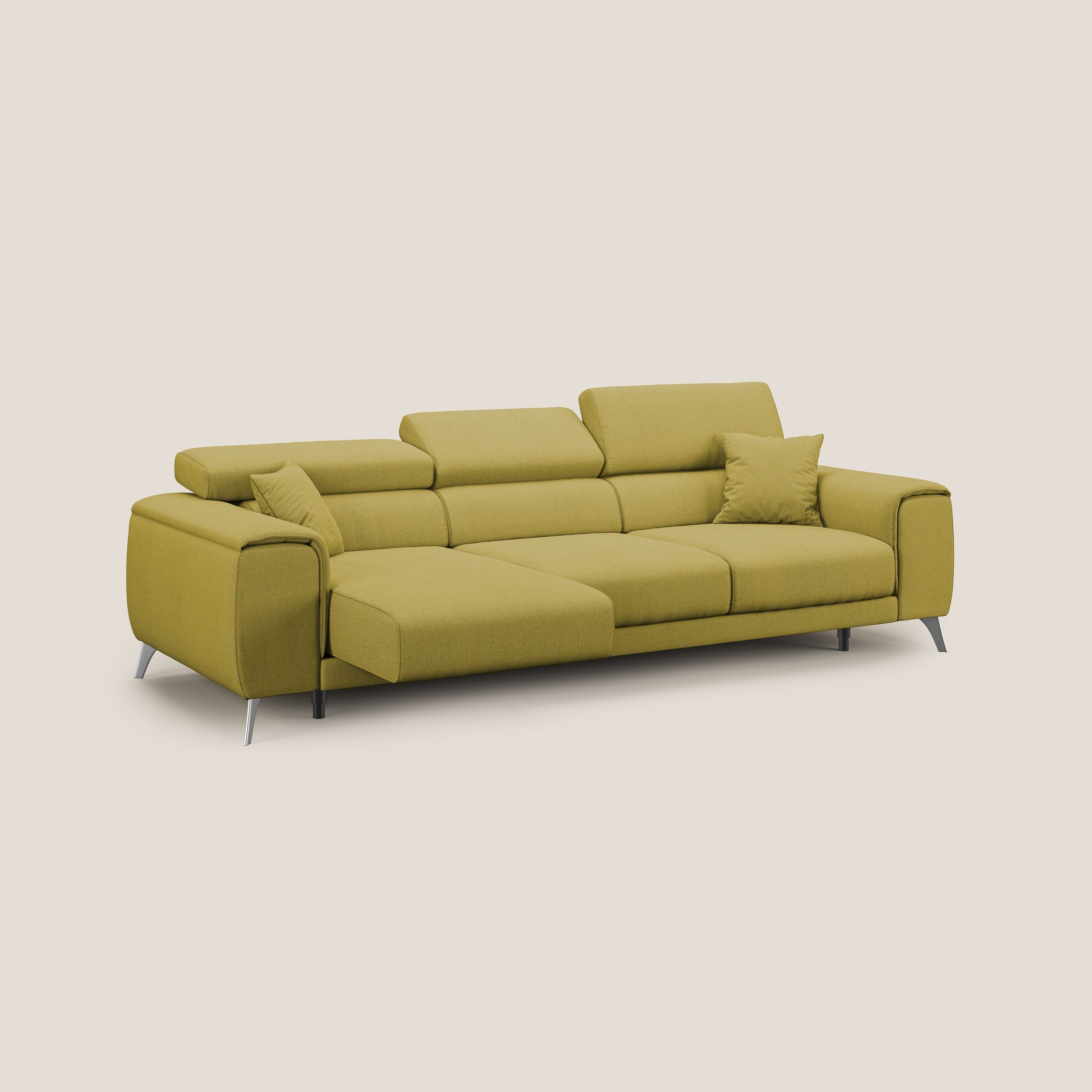 Fusion divano con 3 sedute allungabili in tessuto smacchiabile T05 giallo - divani.store