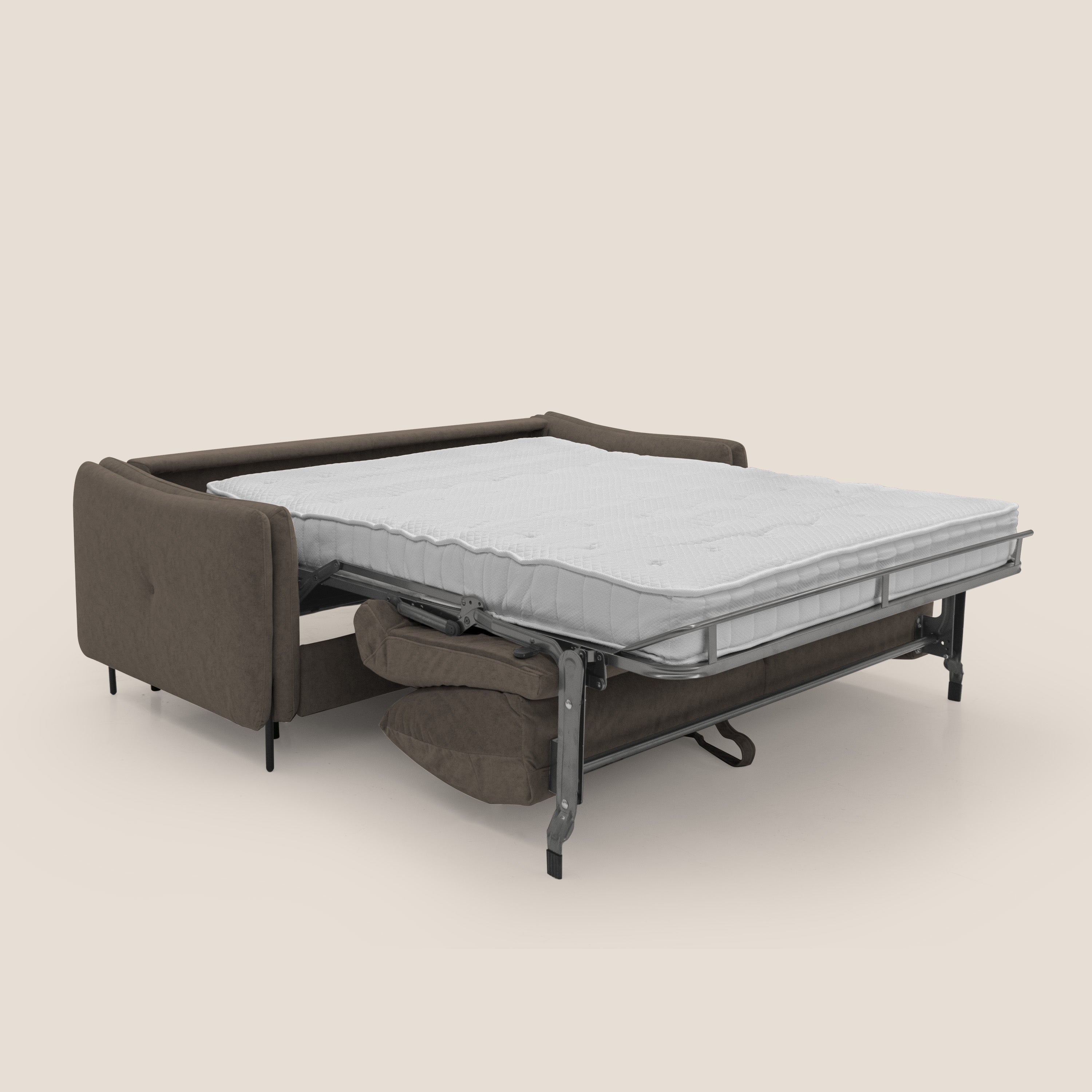 Gregory Divano letto con materasso h18 cm in microfibra effetto velluto impermeabile T09 marrone - divani.store