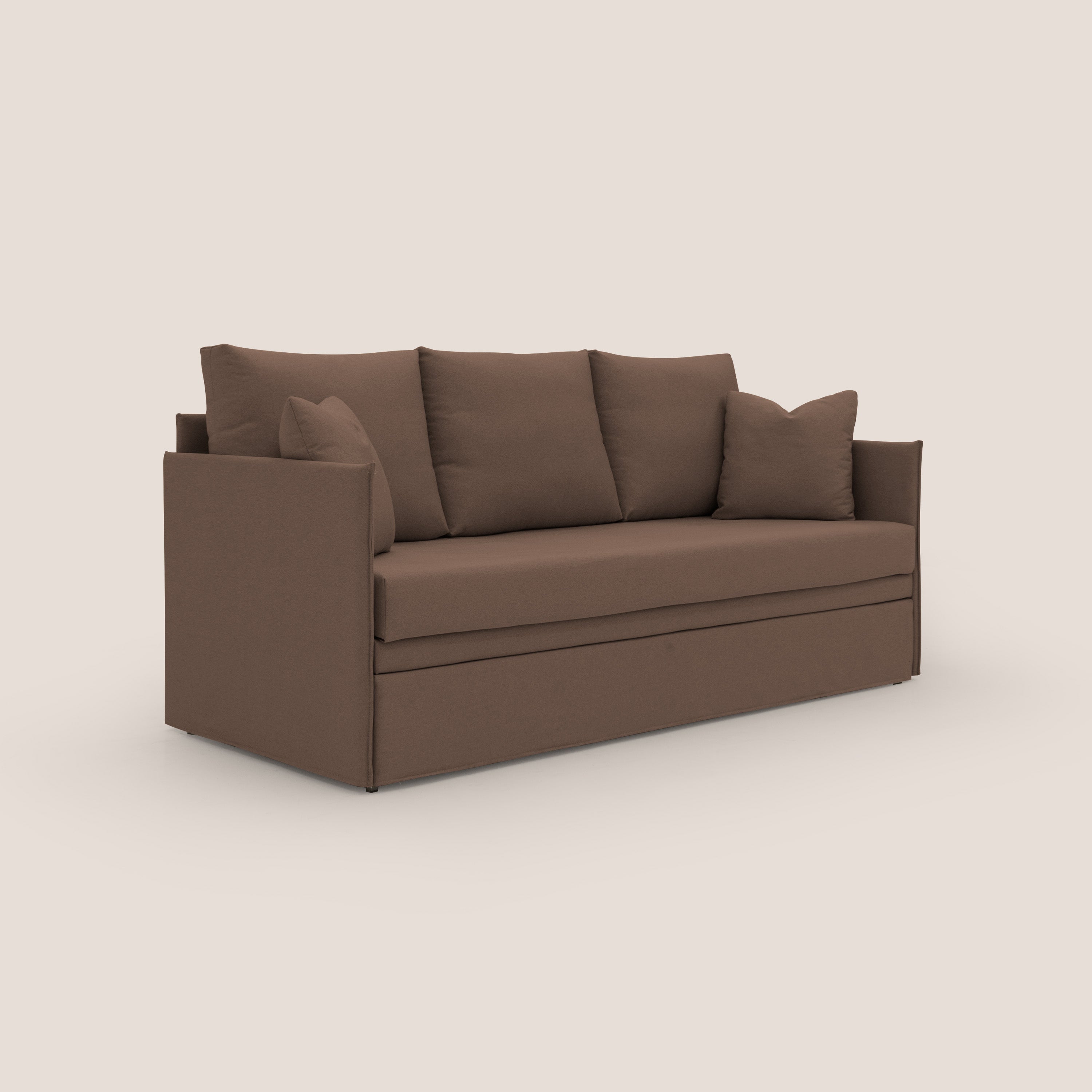 Brera Divano duplex con doppio letto in tessuto simil cotone impermeabile T13 marrone - divani.store