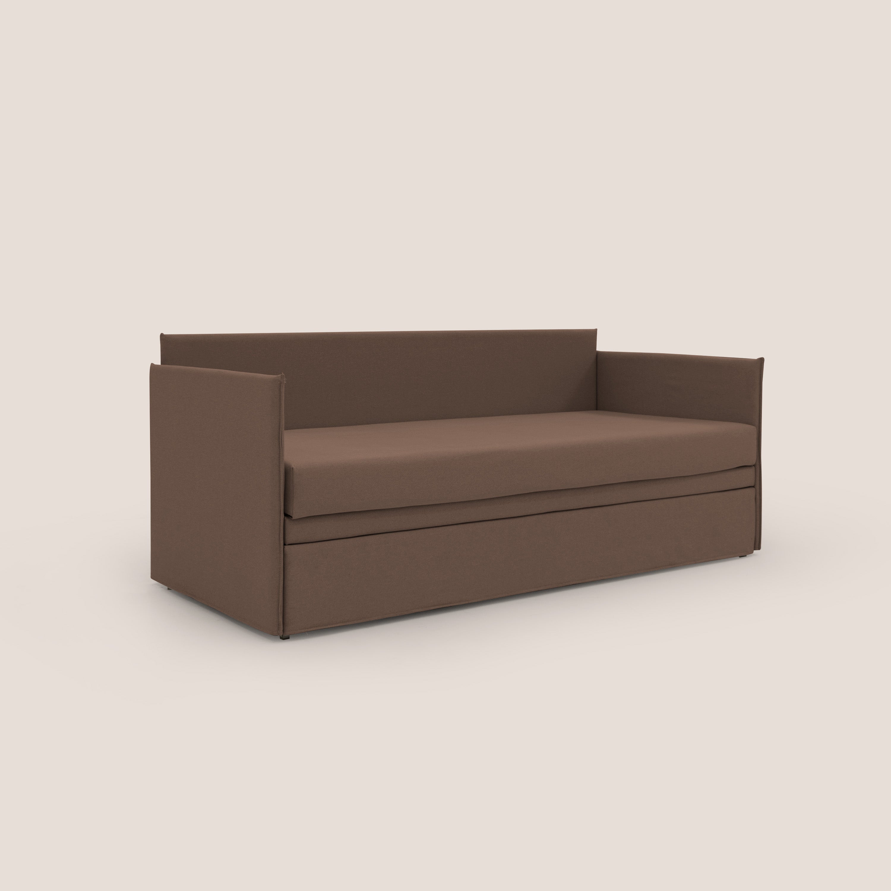 Brenta Divano duplex con doppio letto in tessuto simil cotone impermeabile T13 marrone - divani.store