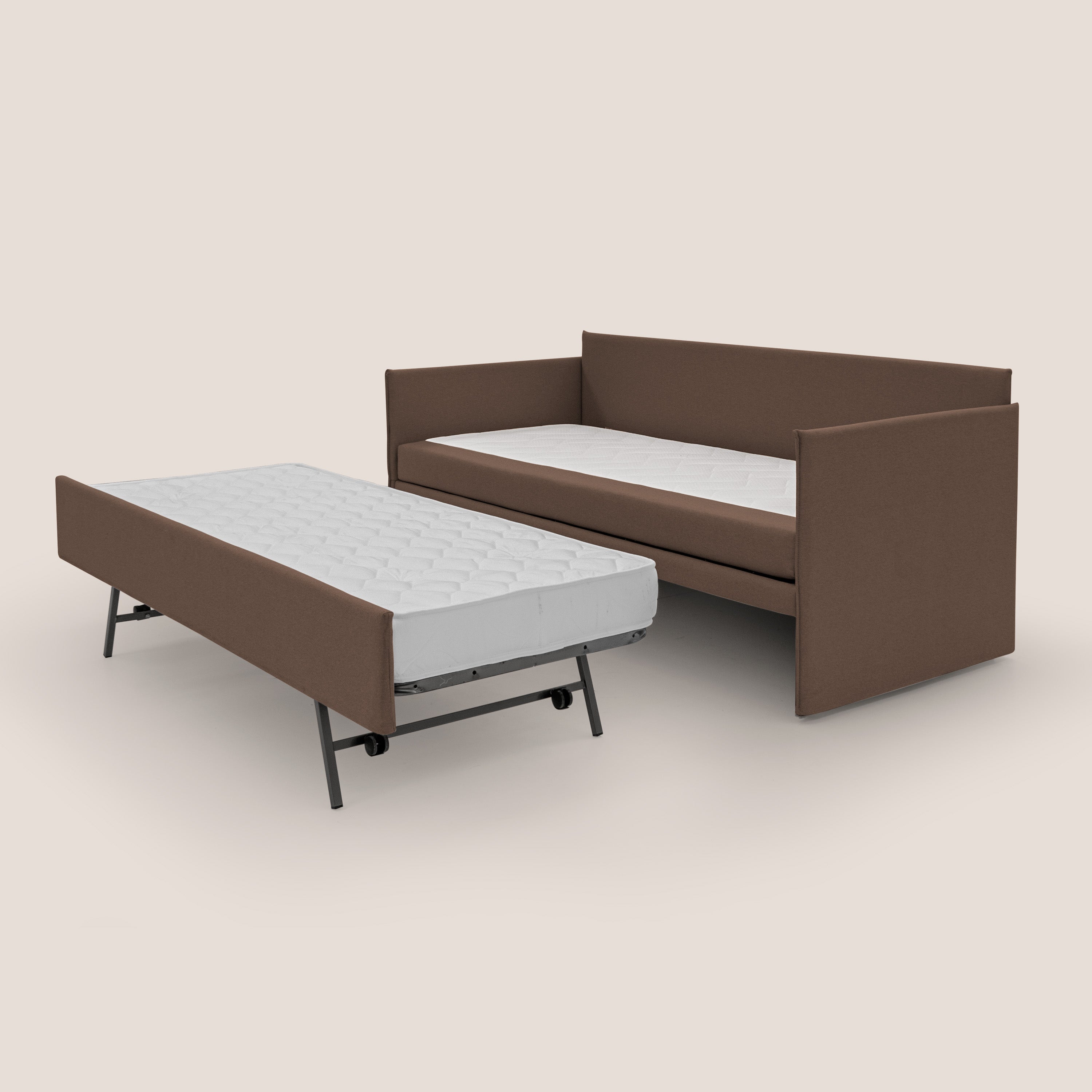Brenta Divano duplex con doppio letto in tessuto simil cotone impermeabile T13 marrone - divani.store