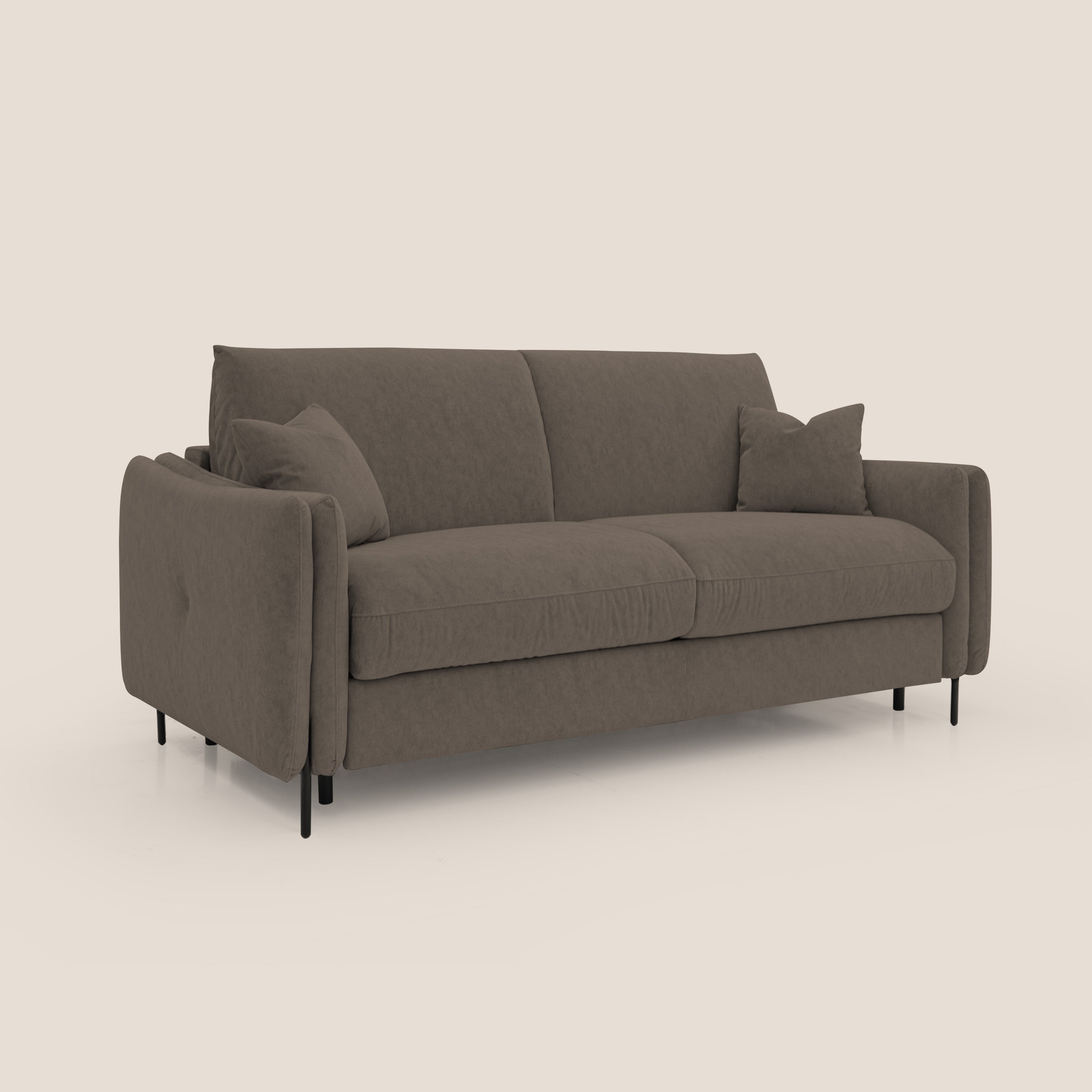 Gregory Divano letto con materasso h18 cm in microfibra effetto velluto impermeabile T09 marrone - divani.store