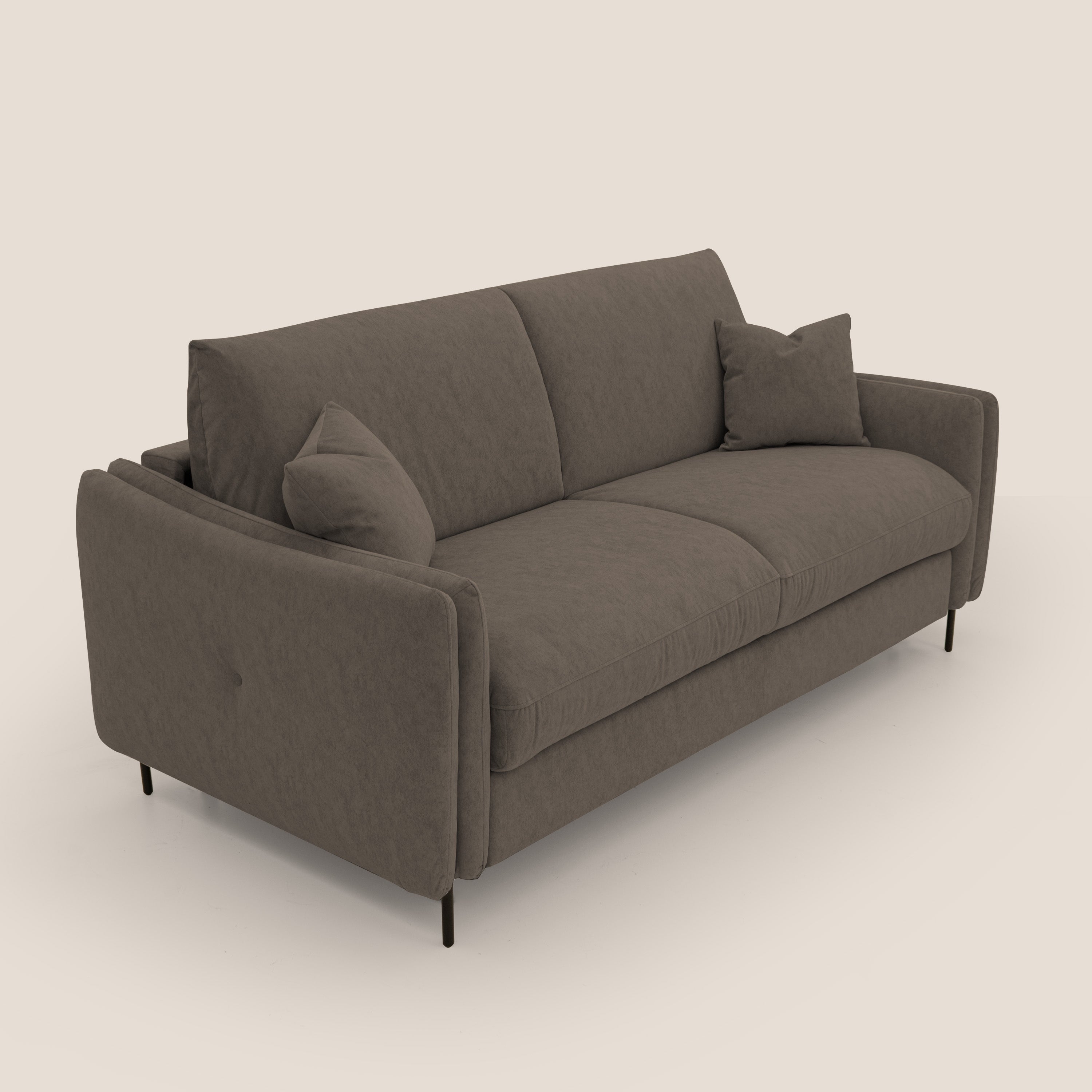 Gregory Divano letto con materasso h18 cm in microfibra effetto velluto impermeabile T09 marrone - divani.store