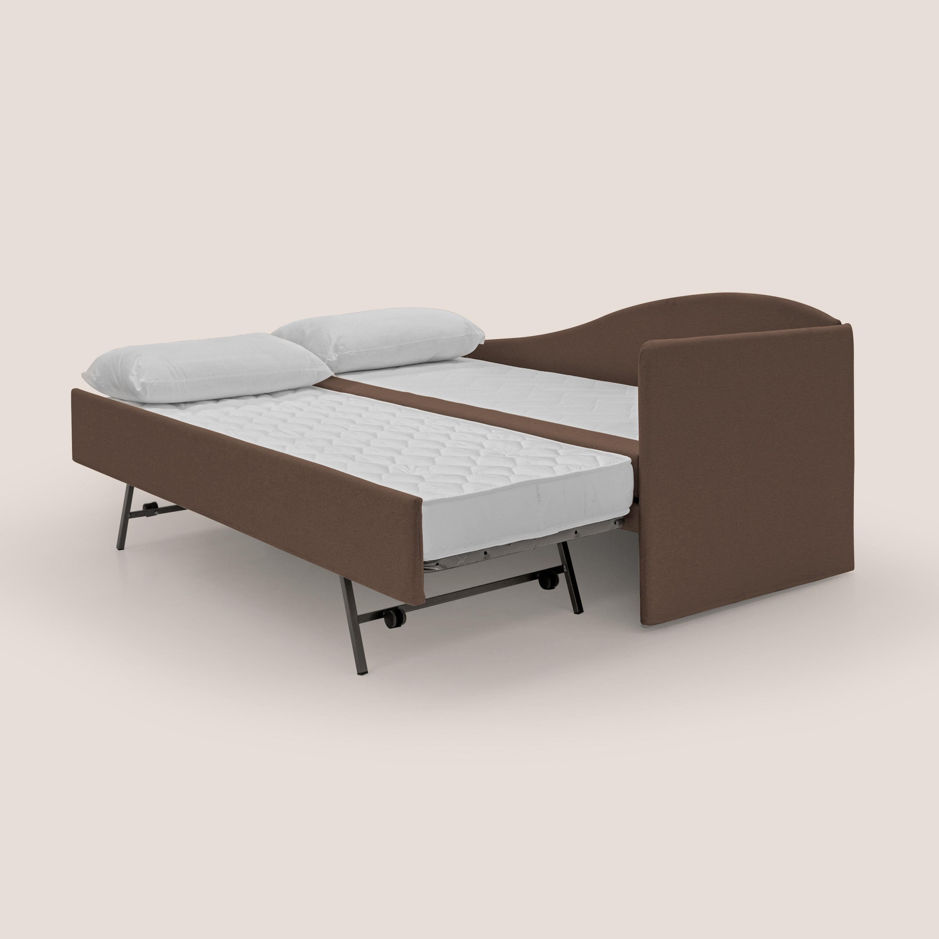 Nolo Divano duplex con doppio letto in tessuto simil cotone impermeabile T13 marrone - divani.store