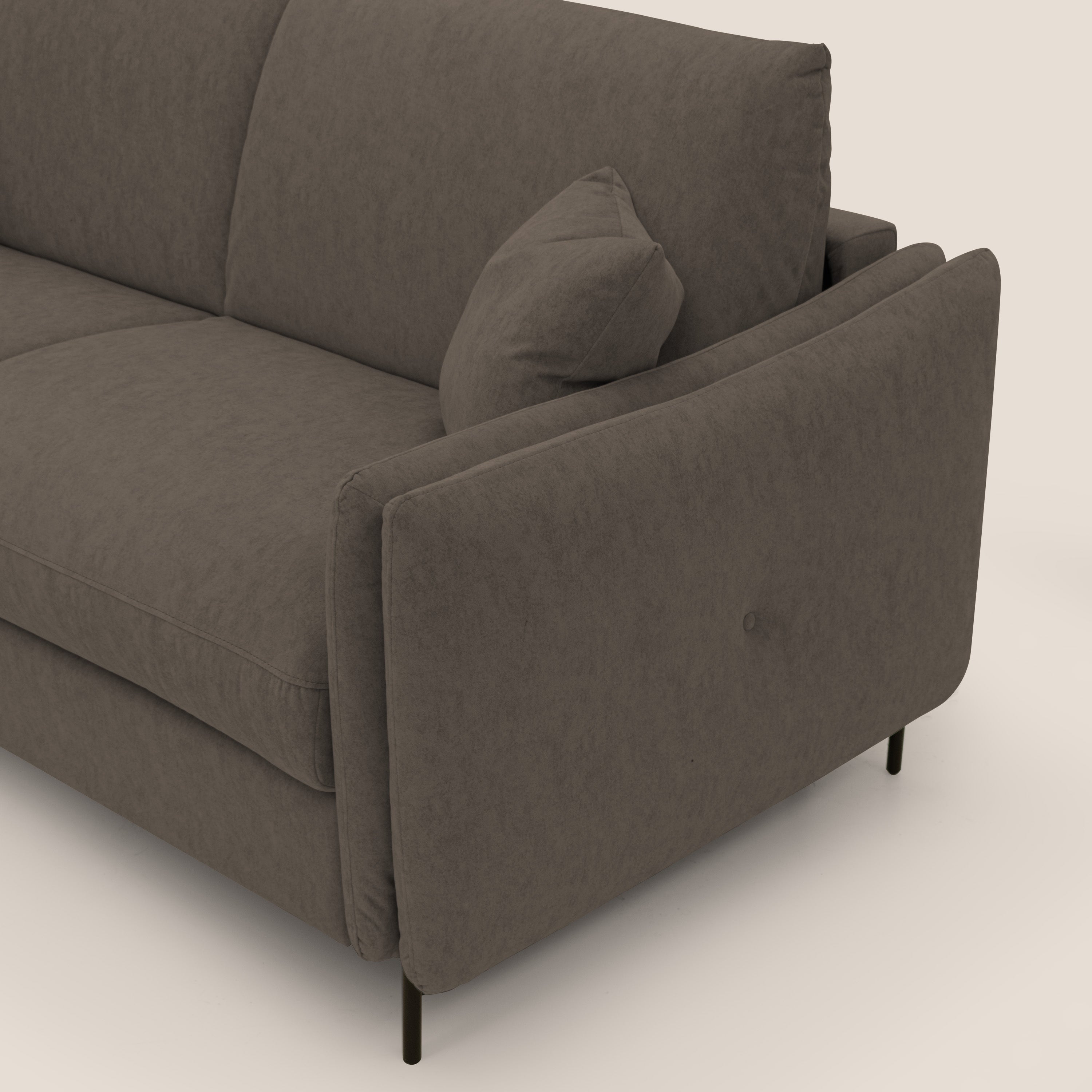 Gregory Divano letto con materasso h18 cm in microfibra effetto velluto impermeabile T09 marrone - divani.store