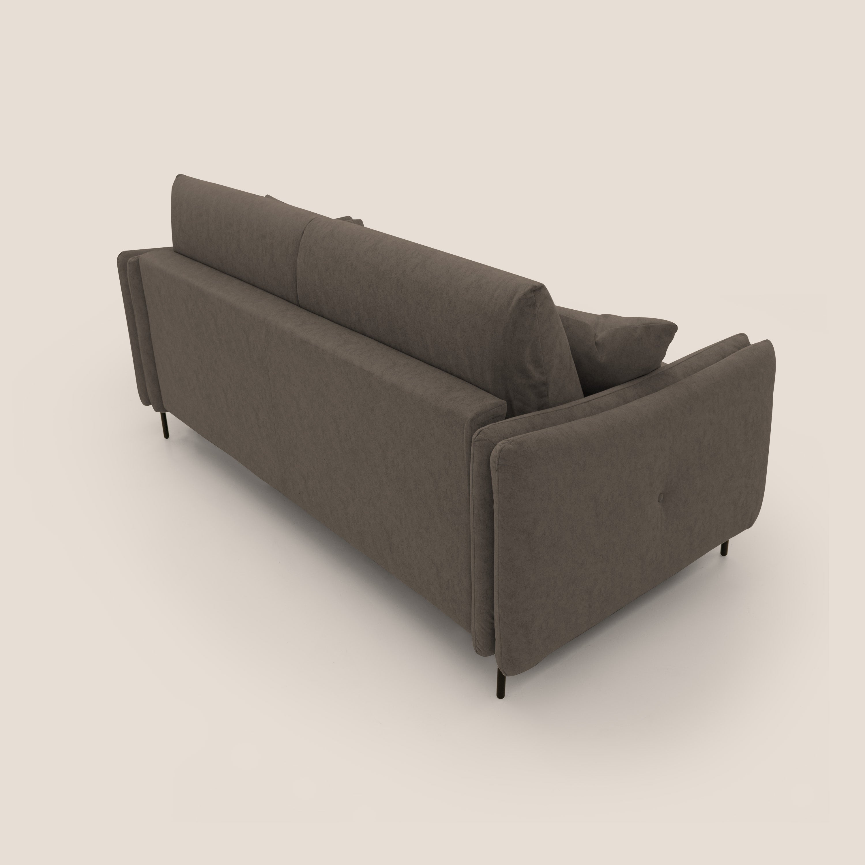 Gregory Divano letto con materasso h18 cm in microfibra effetto velluto impermeabile T09 marrone - divani.store