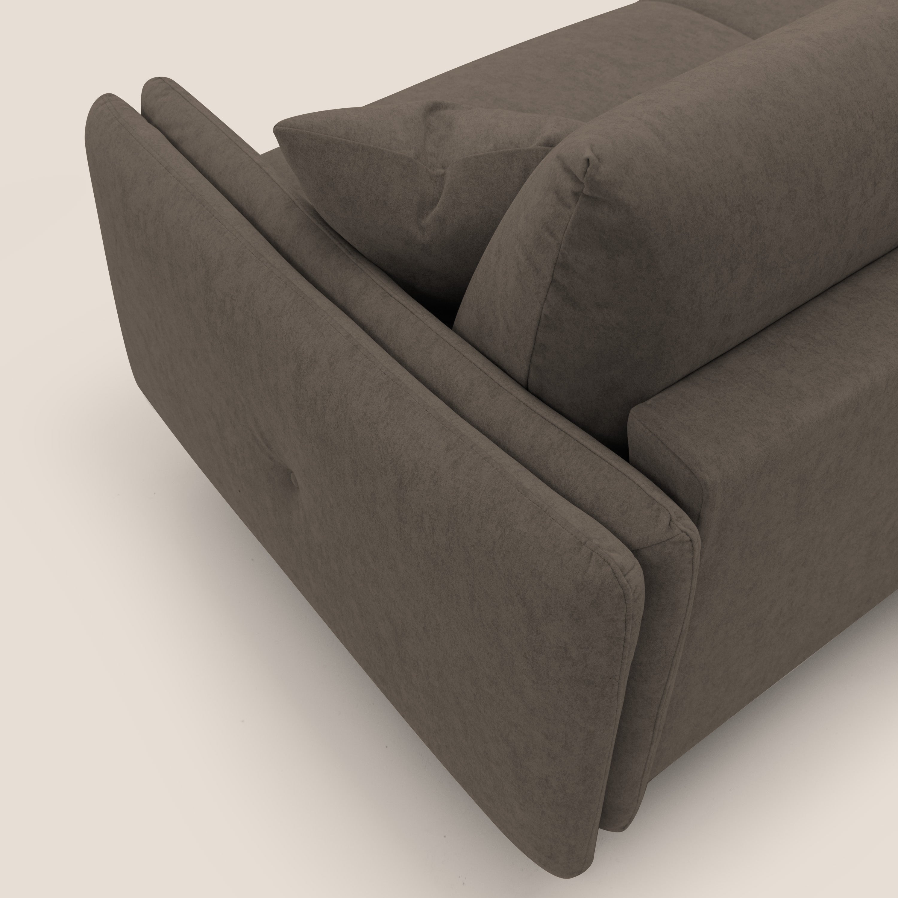 Gregory Divano letto con materasso h18 cm in microfibra effetto velluto impermeabile T09 marrone - divani.store