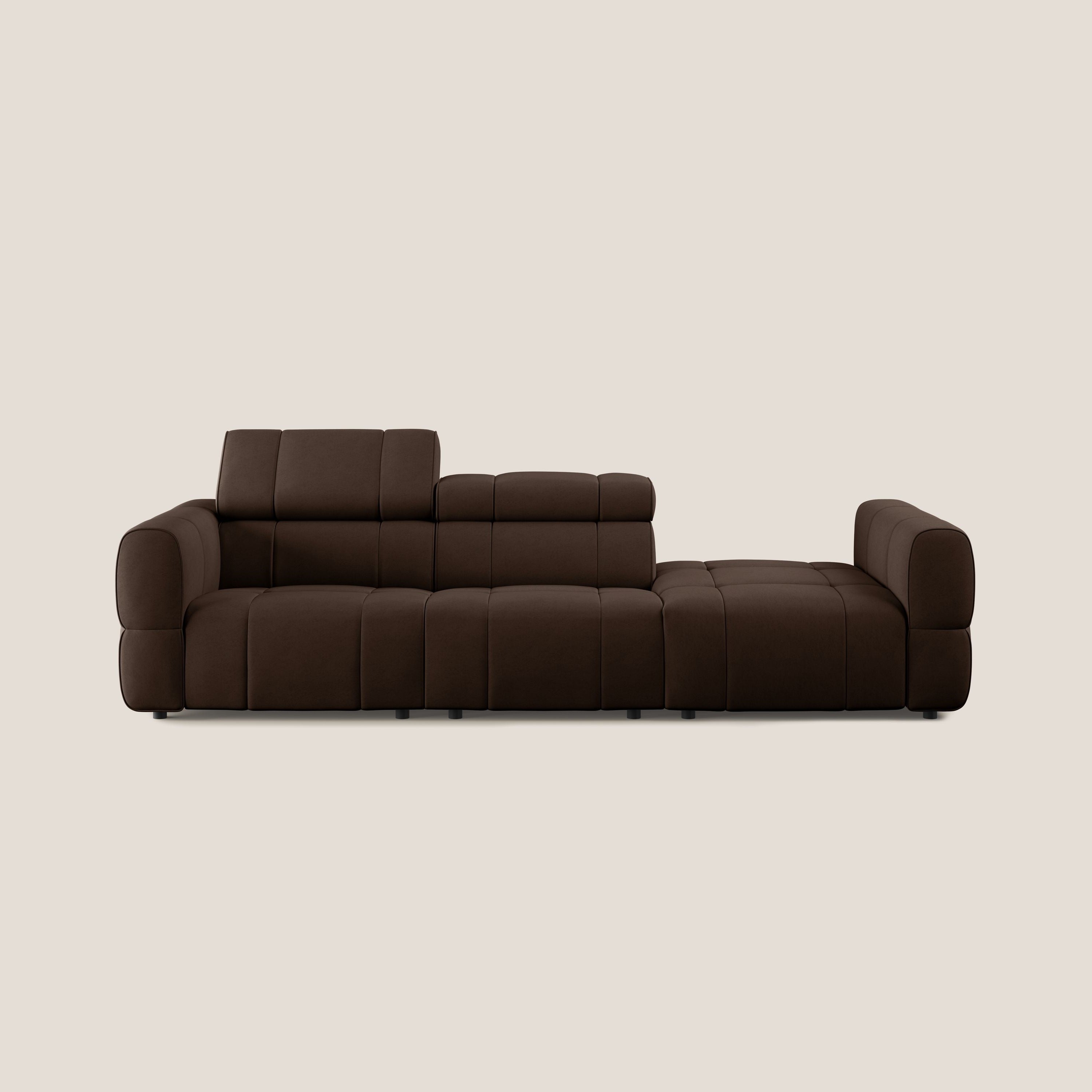 Giotto Divano con terminale e opzione relax elettrico in microfibra effetto velluto impermeabile T09 - divani.store