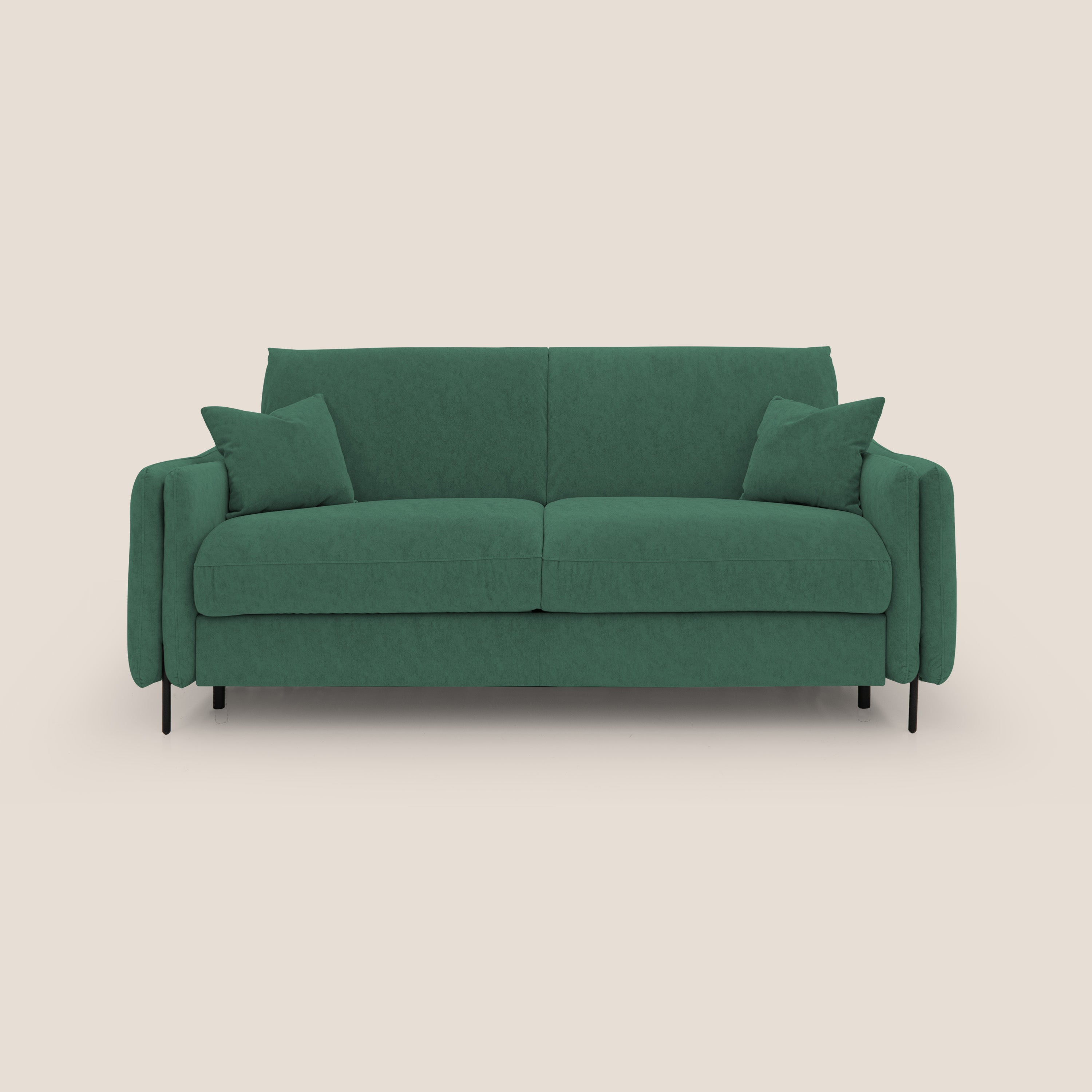 Gregory Divano letto con materasso h18 cm in microfibra effetto velluto impermeabile T09 verde - divani.store