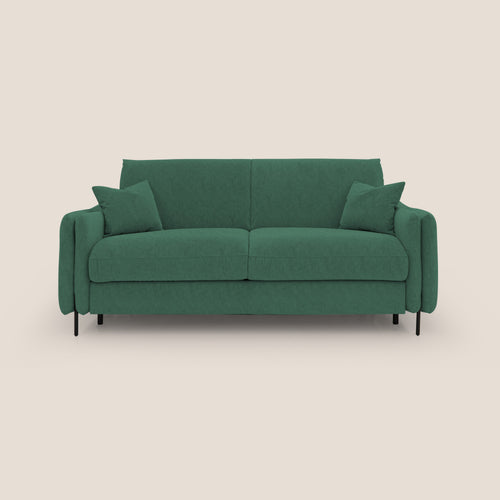 Gregory Divano letto con materasso h18 cm in microfibra effetto velluto impermeabile T09 verde - divani.store