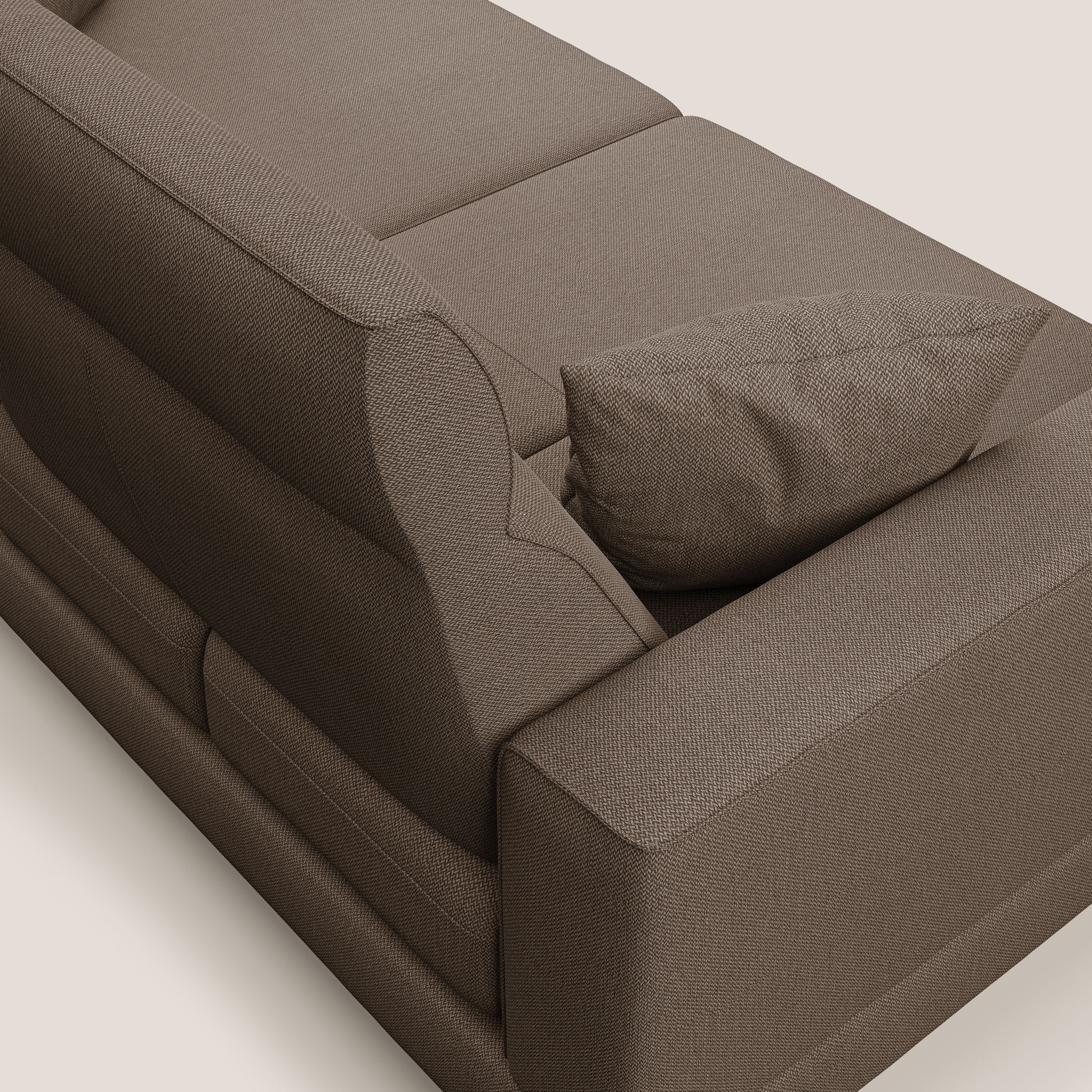 Slide Divano con schienali traslanti e poggiatesta in tessuto smacchiabile T05 marrone - divani.store