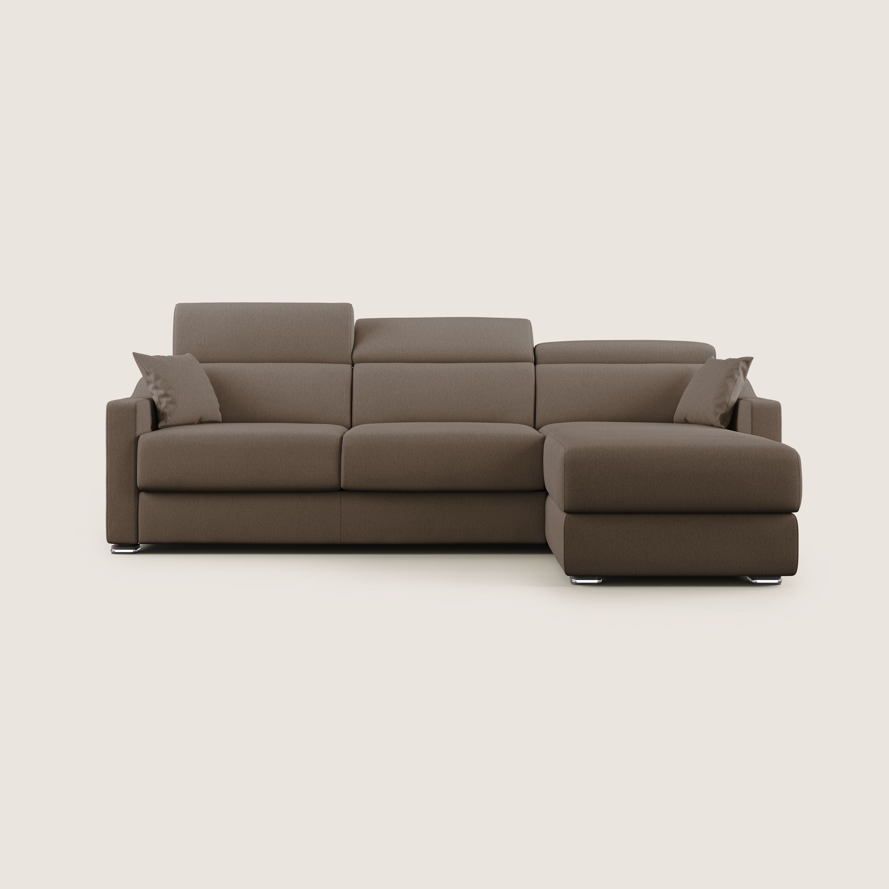 Amber divano letto angolare in tessuto smacchiabile T05 marrone - divani.store