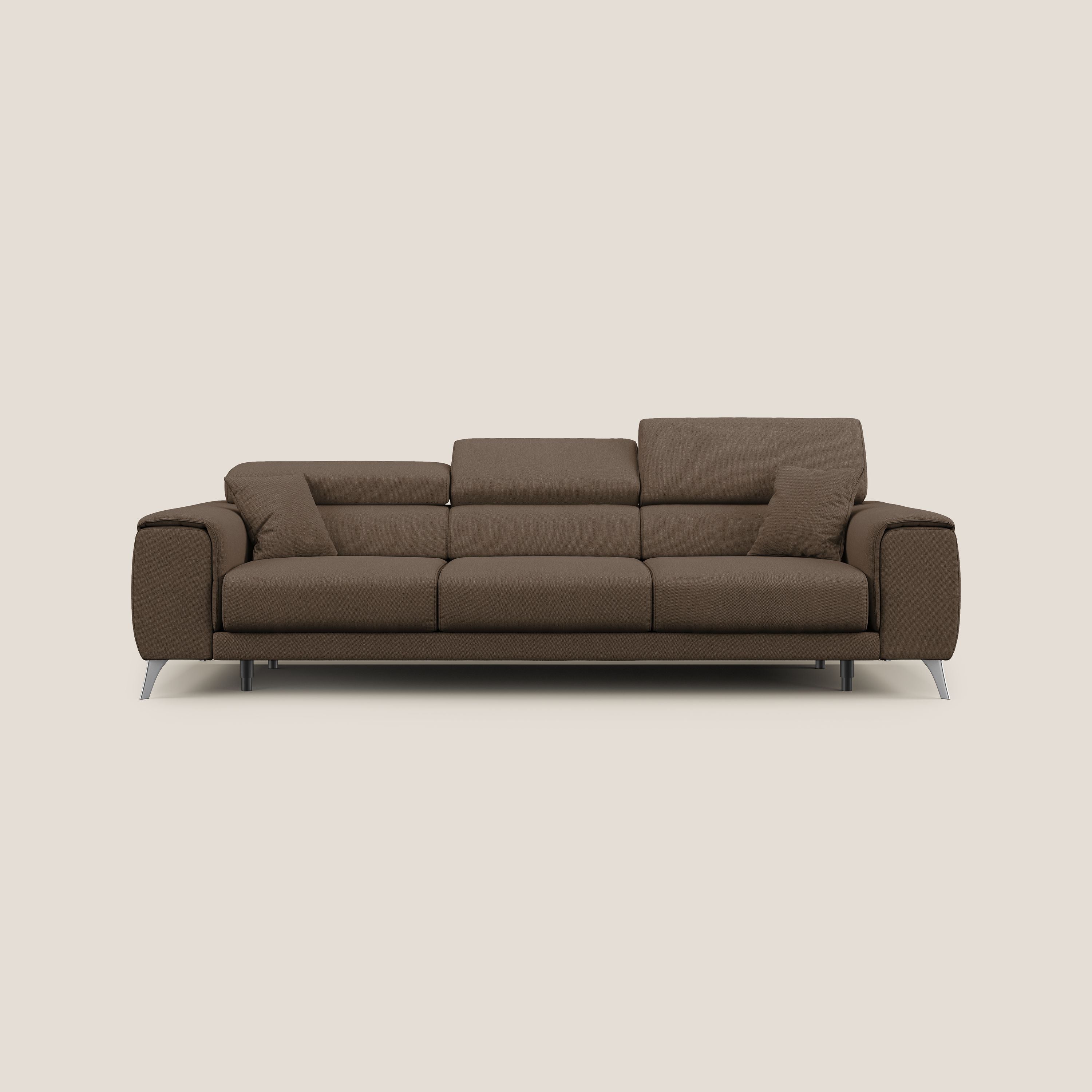 Fusion divano con 3 sedute allungabili in tessuto smacchiabile T05 marrone - divani.store