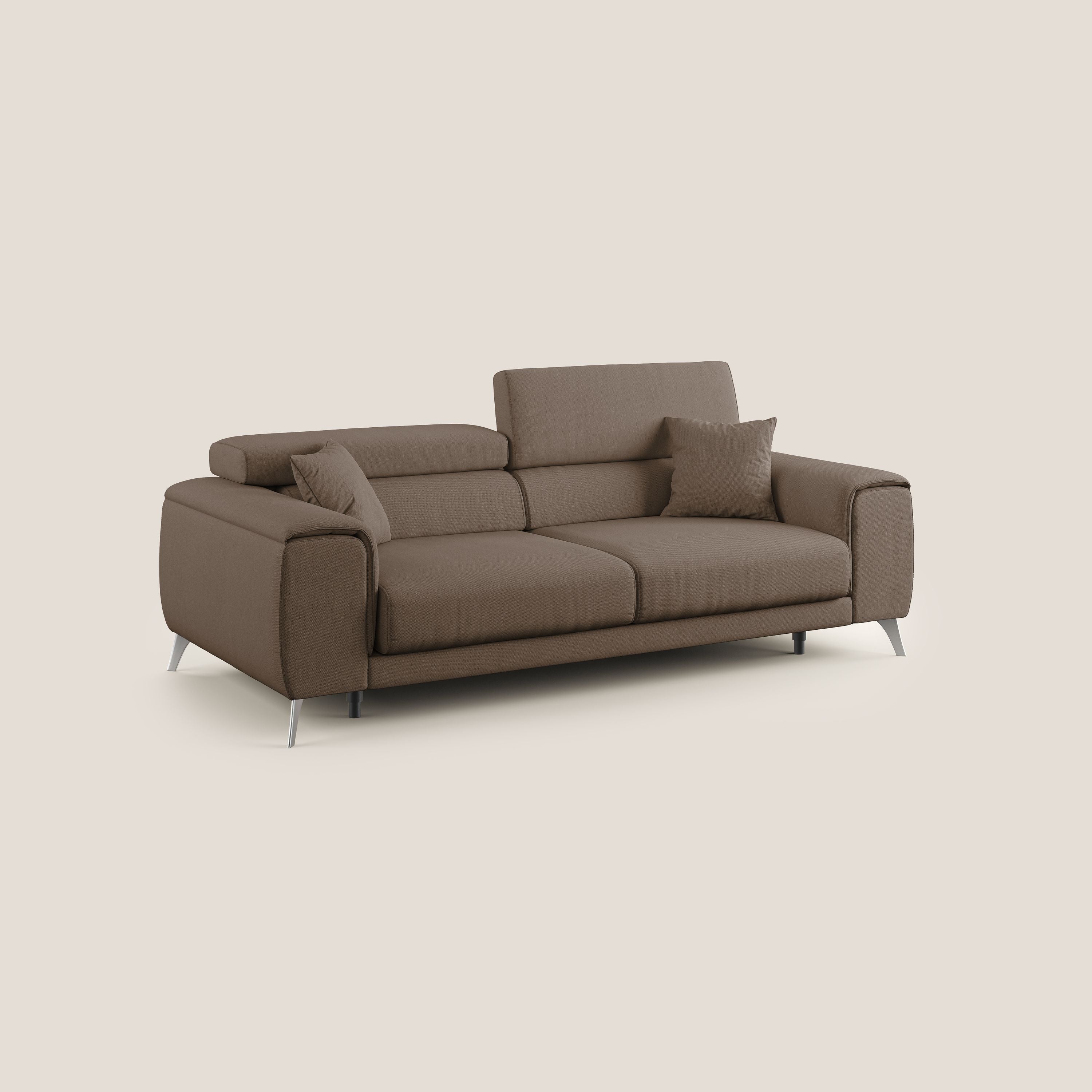 Fusion divano con sedute allungabili in tessuto smacchiabile T05 marrone - divani.store