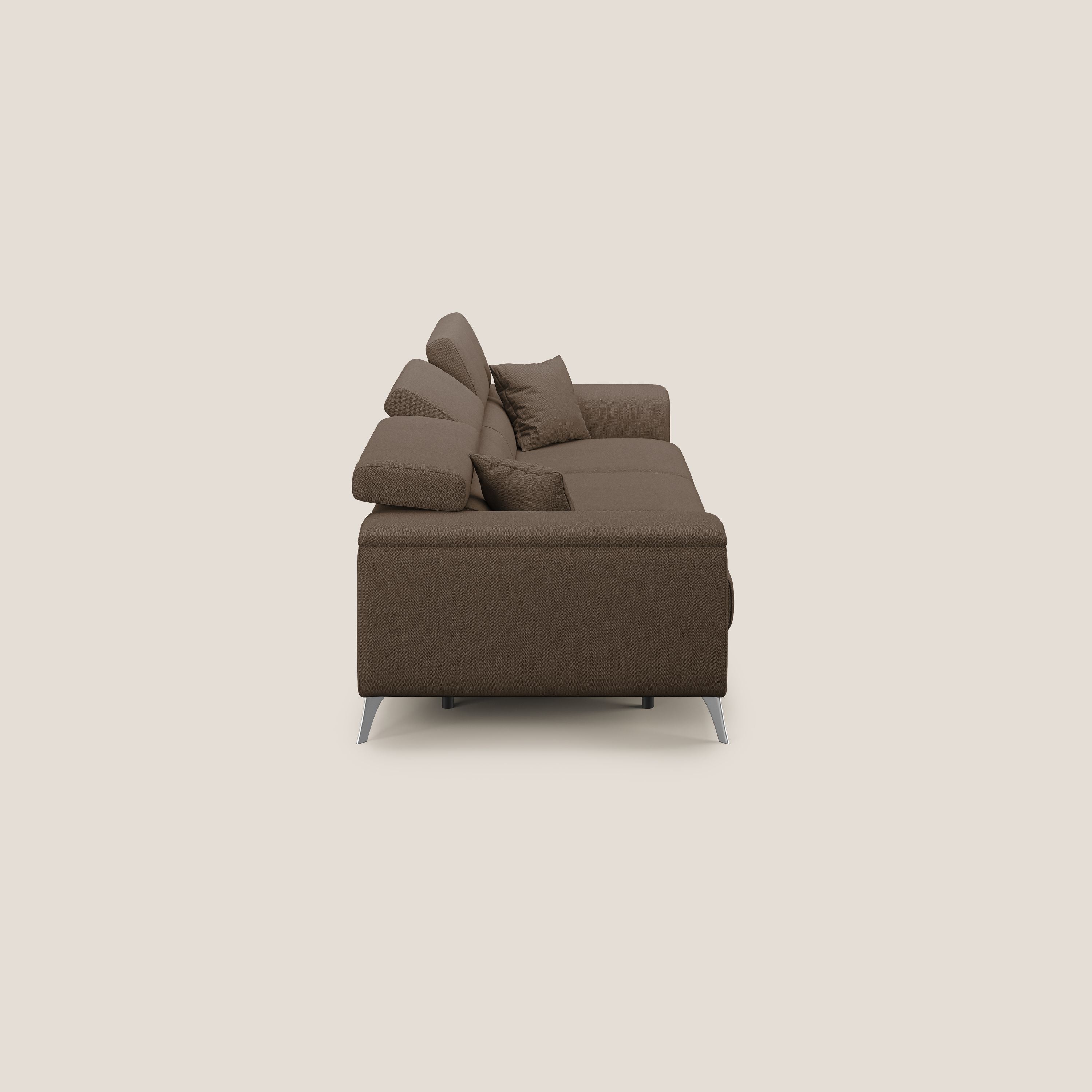 Fusion divano con 3 sedute allungabili in tessuto smacchiabile T05 marrone - divani.store
