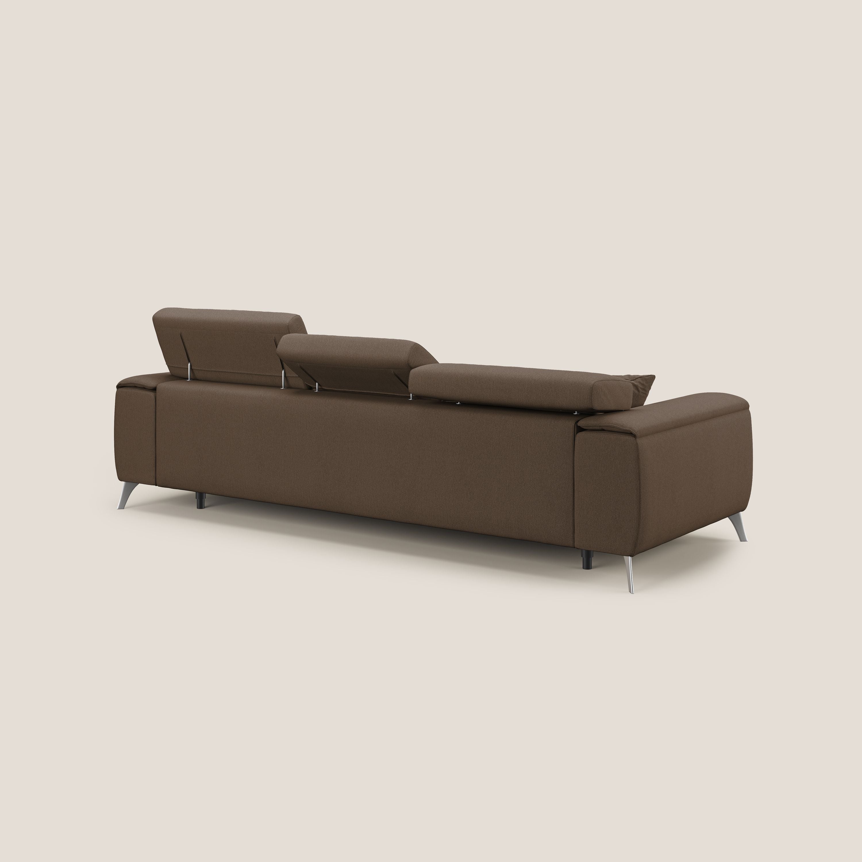 Fusion divano con 3 sedute allungabili in tessuto smacchiabile T05 marrone - divani.store