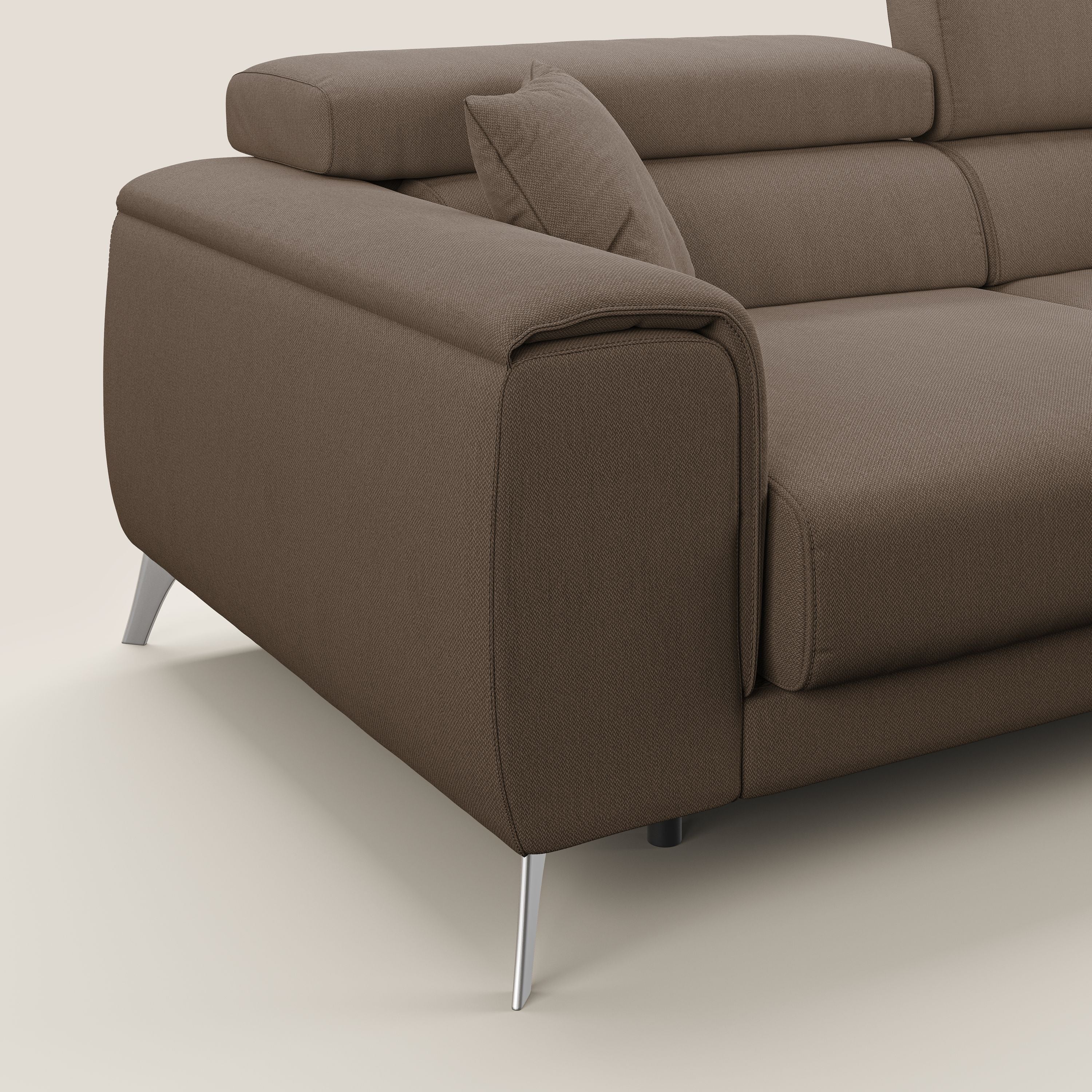 Fusion divano con sedute allungabili in tessuto smacchiabile T05 marrone - divani.store