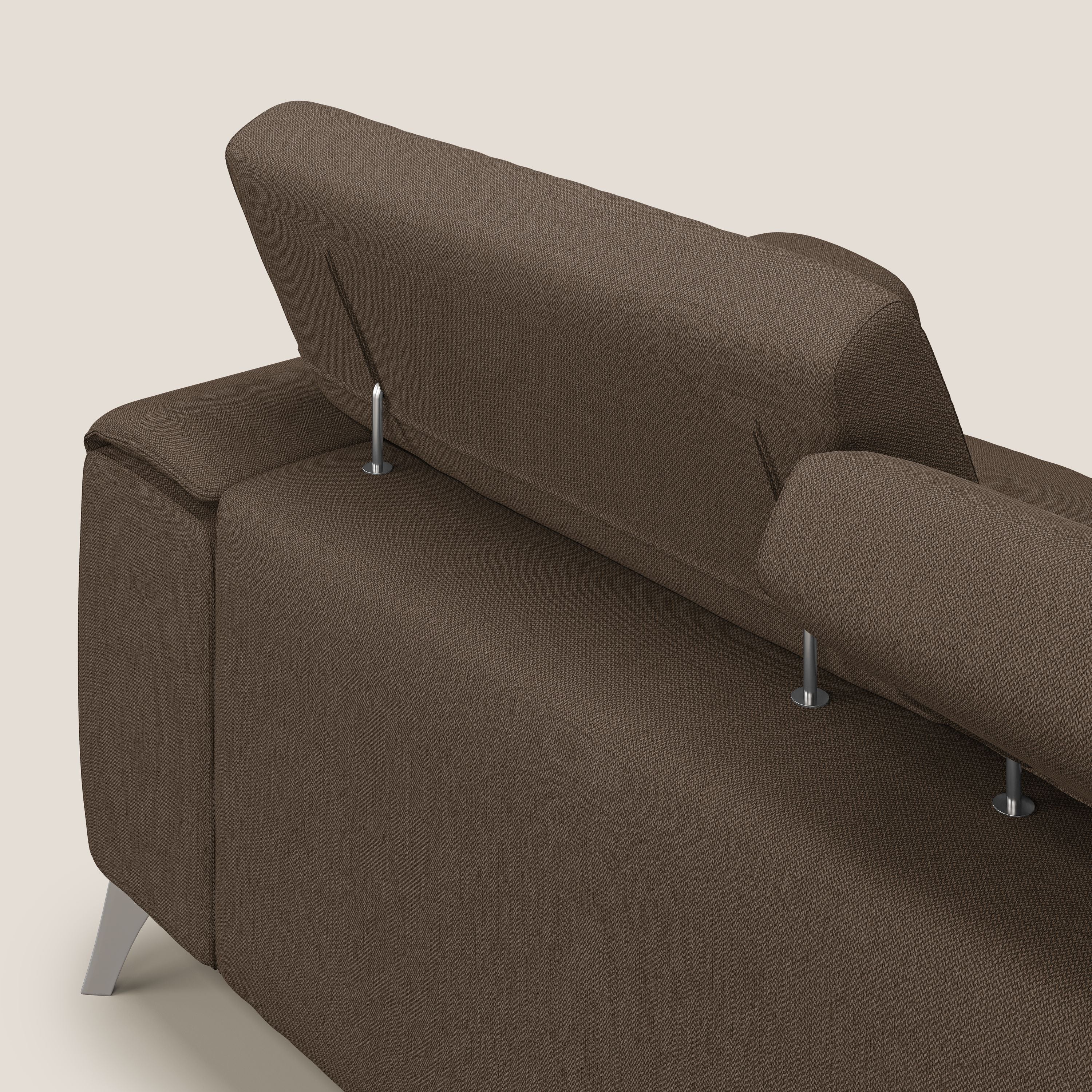 Fusion divano con 3 sedute allungabili in tessuto smacchiabile T05 marrone - divani.store