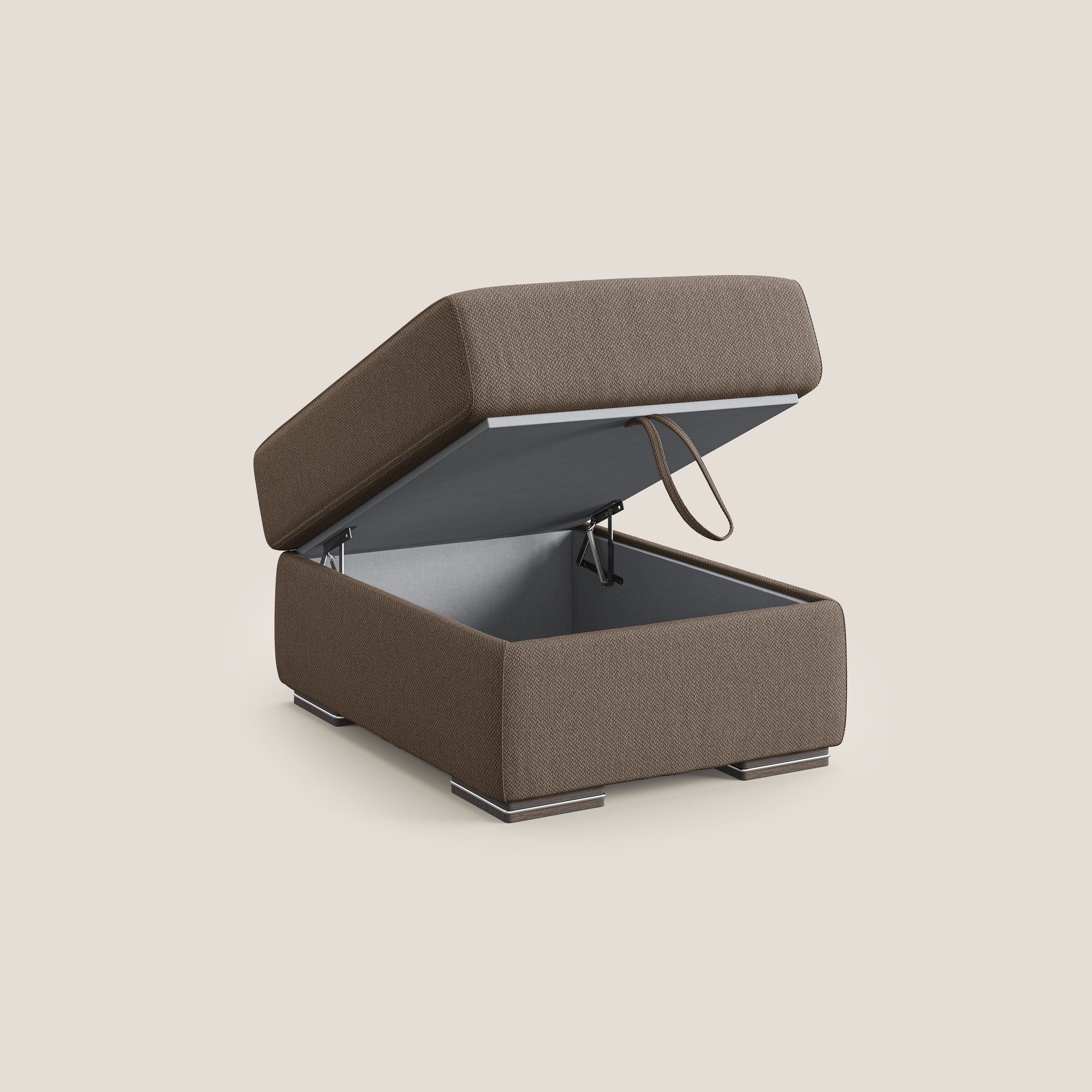 Sun pouf apribile contenitore in tessuto smacchiabile ad acqua T05 marrone - divani.store
