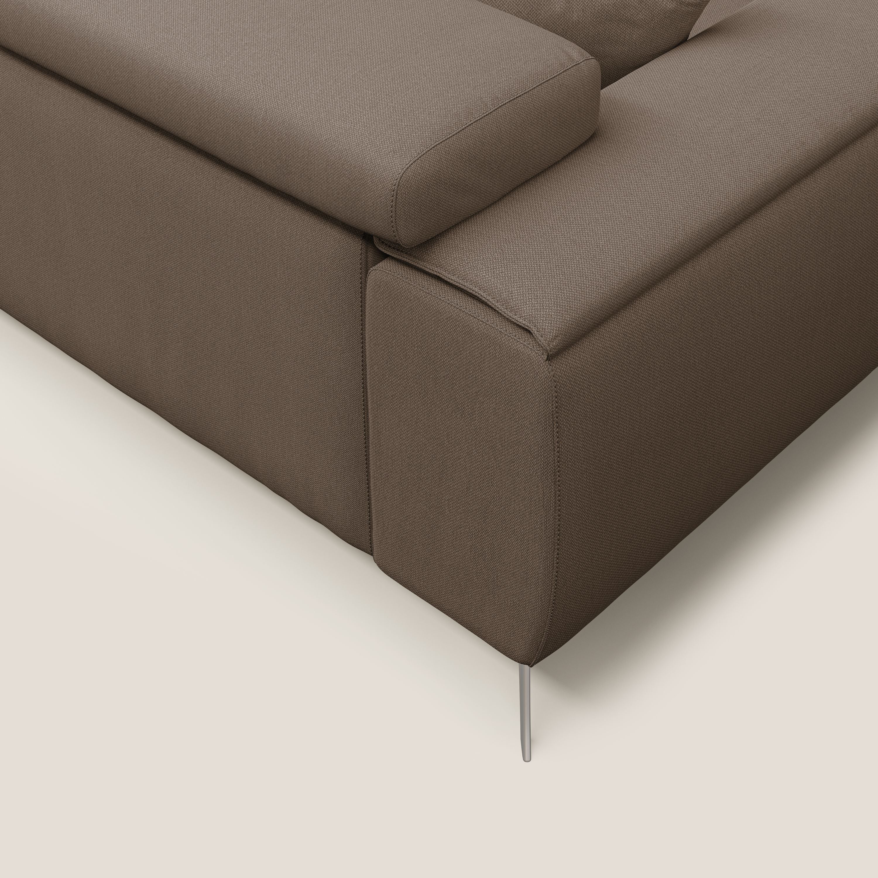 Fusion divano con sedute allungabili in tessuto smacchiabile T05 marrone - divani.store