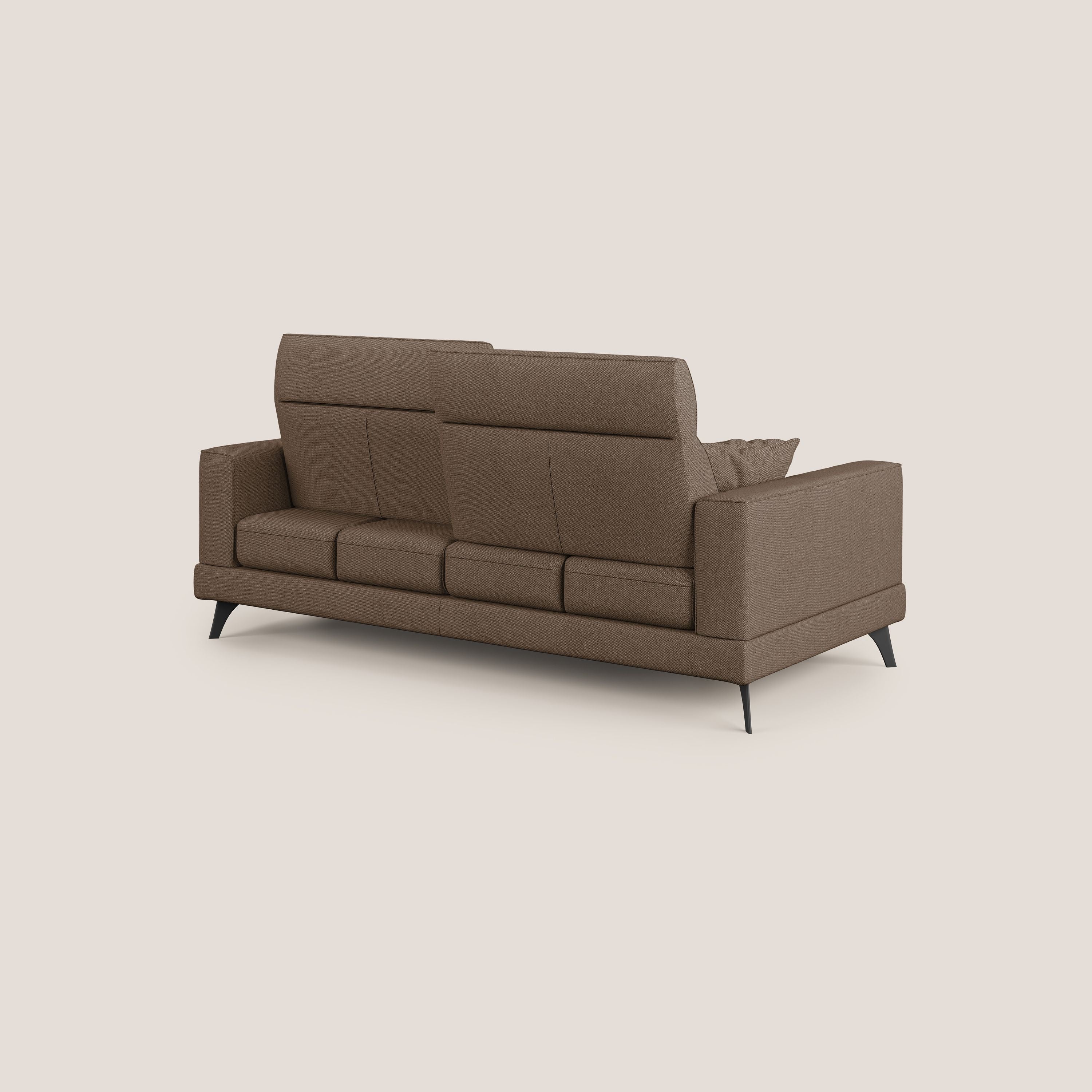 Slide Divano con schienali traslanti e poggiatesta in tessuto smacchiabile T05 marrone - divani.store