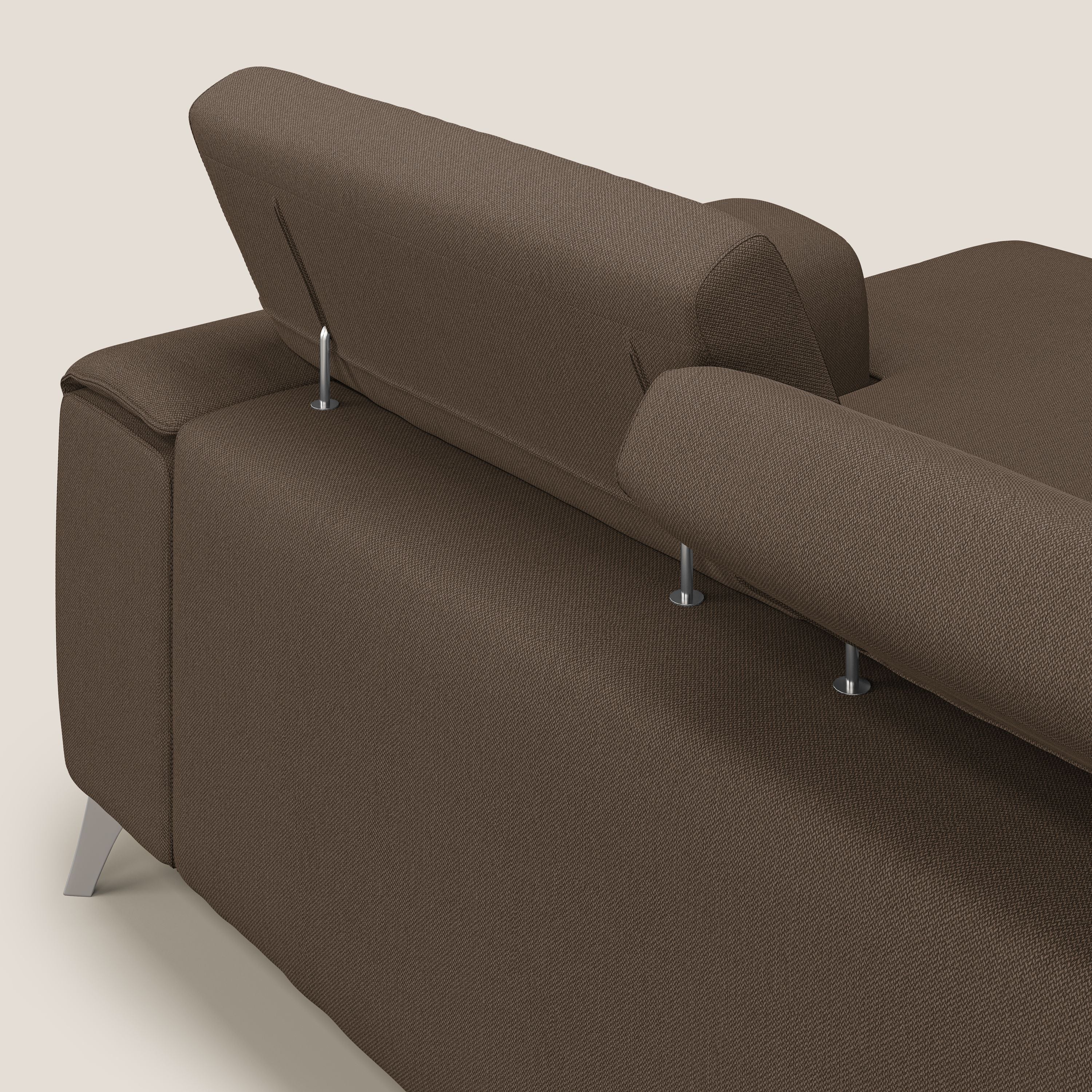 Fusion Divano angolare con sedute scorrevoli in tessuto morbido smacchiabile T05 marrone - divani.store