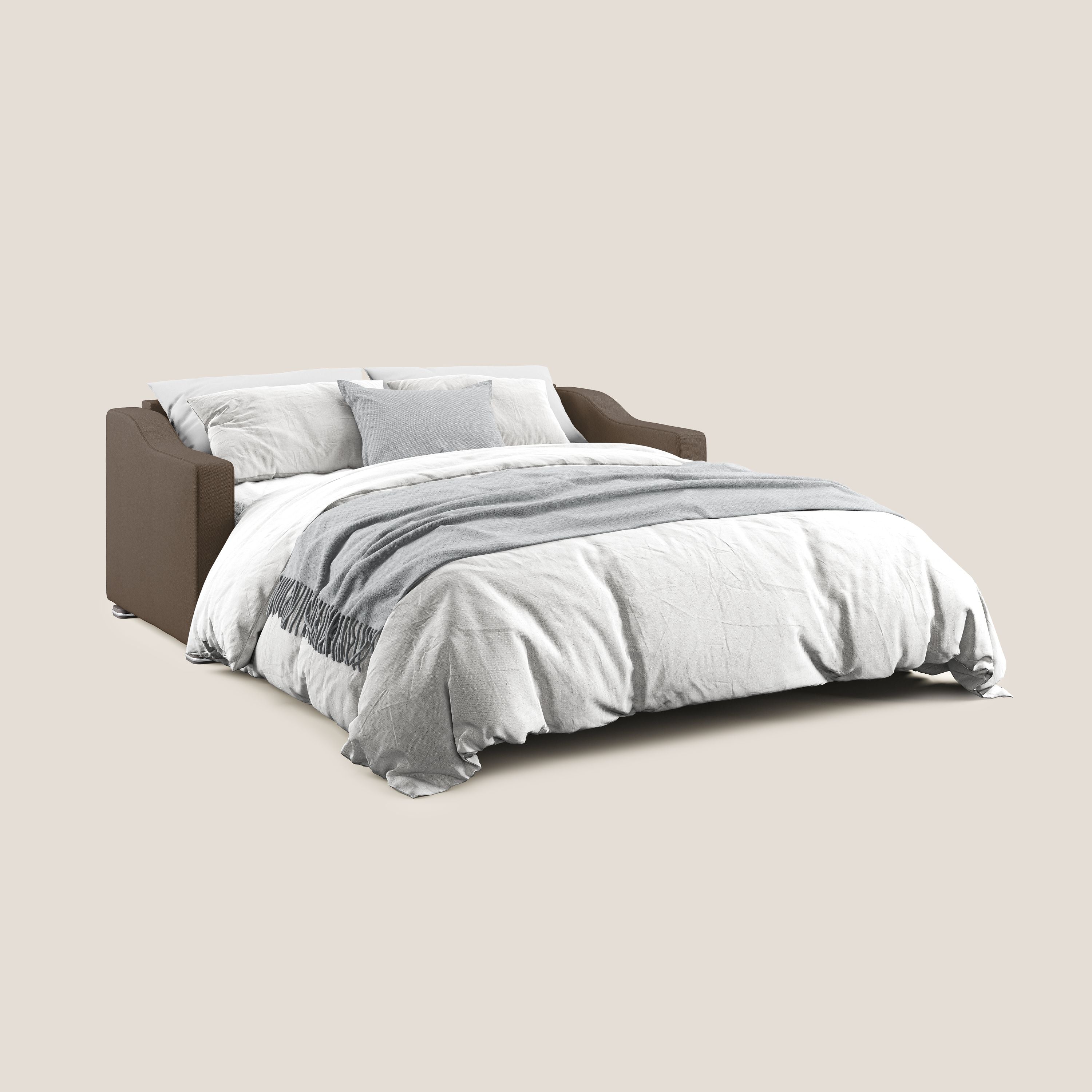 Amber divano letto matrimoniale in tessuto smacchiabile T05 marrone - divani.store