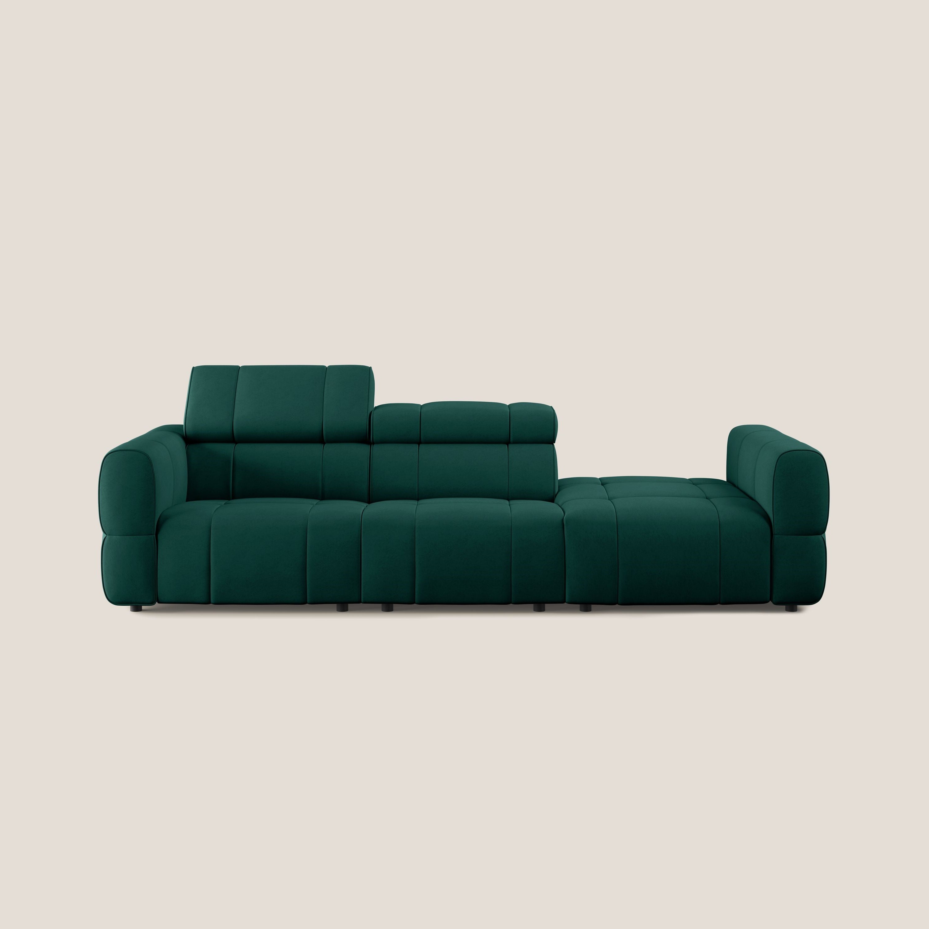 Giotto Divano con terminale e opzione relax elettrico in microfibra effetto velluto impermeabile T09 - divani.store