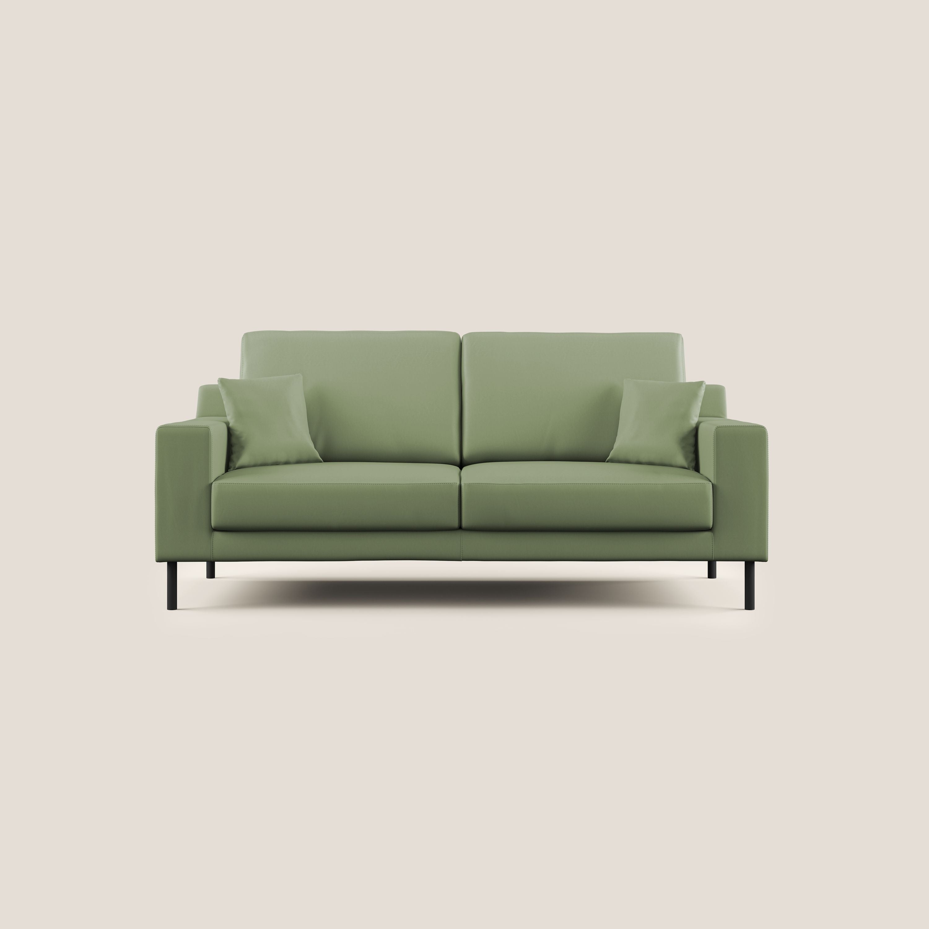 Uranio divano moderno lineare in Ecopelle impermeabile T04 verde - divani.store