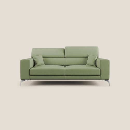 Blade Divano moderno con poggiatesta reclinabili in Ecopelle T04 verde - divani.store