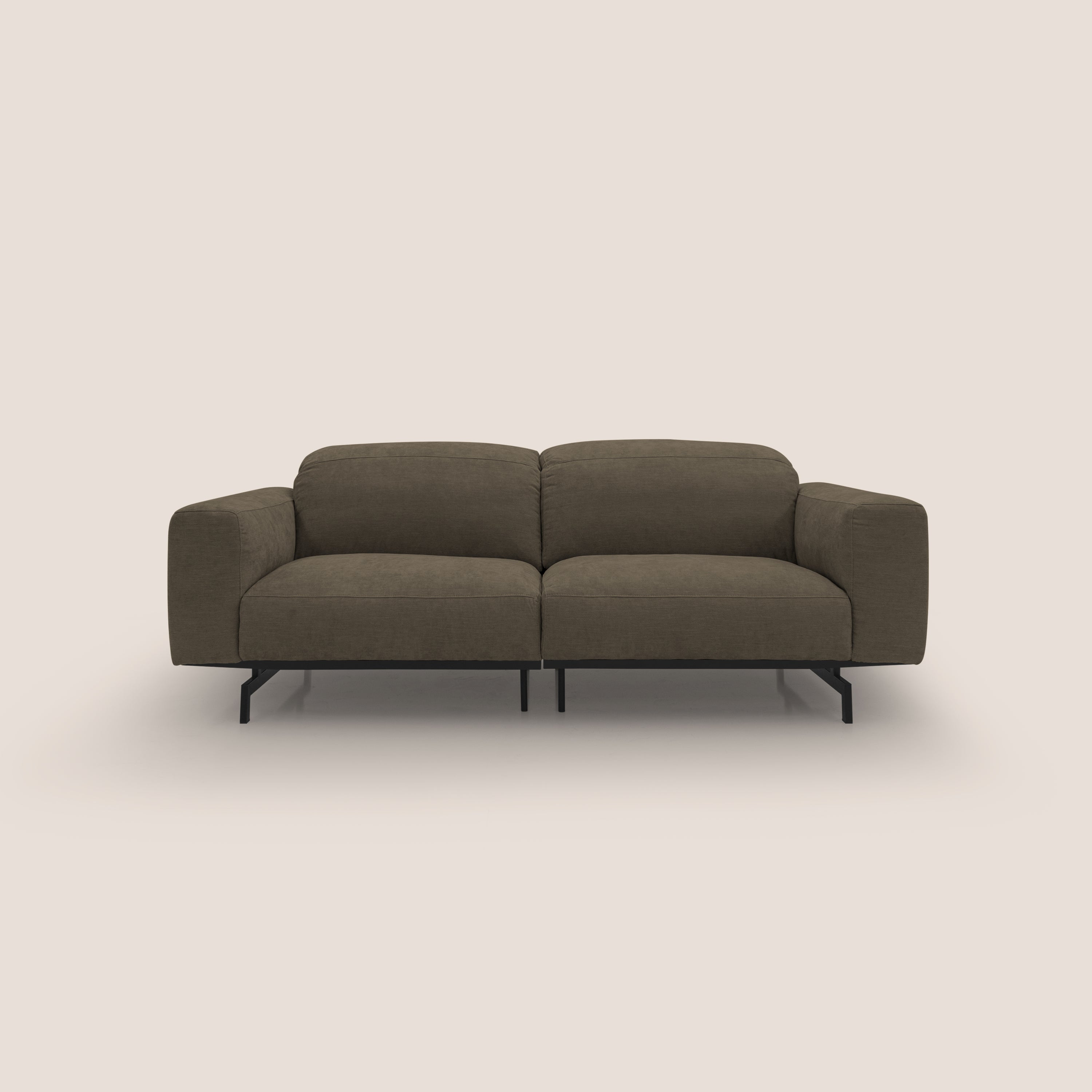 Sakura divano in piuma d'oca modulare componibile in morbido tessuto fiammato impermeabile T14 marrone - divani.store