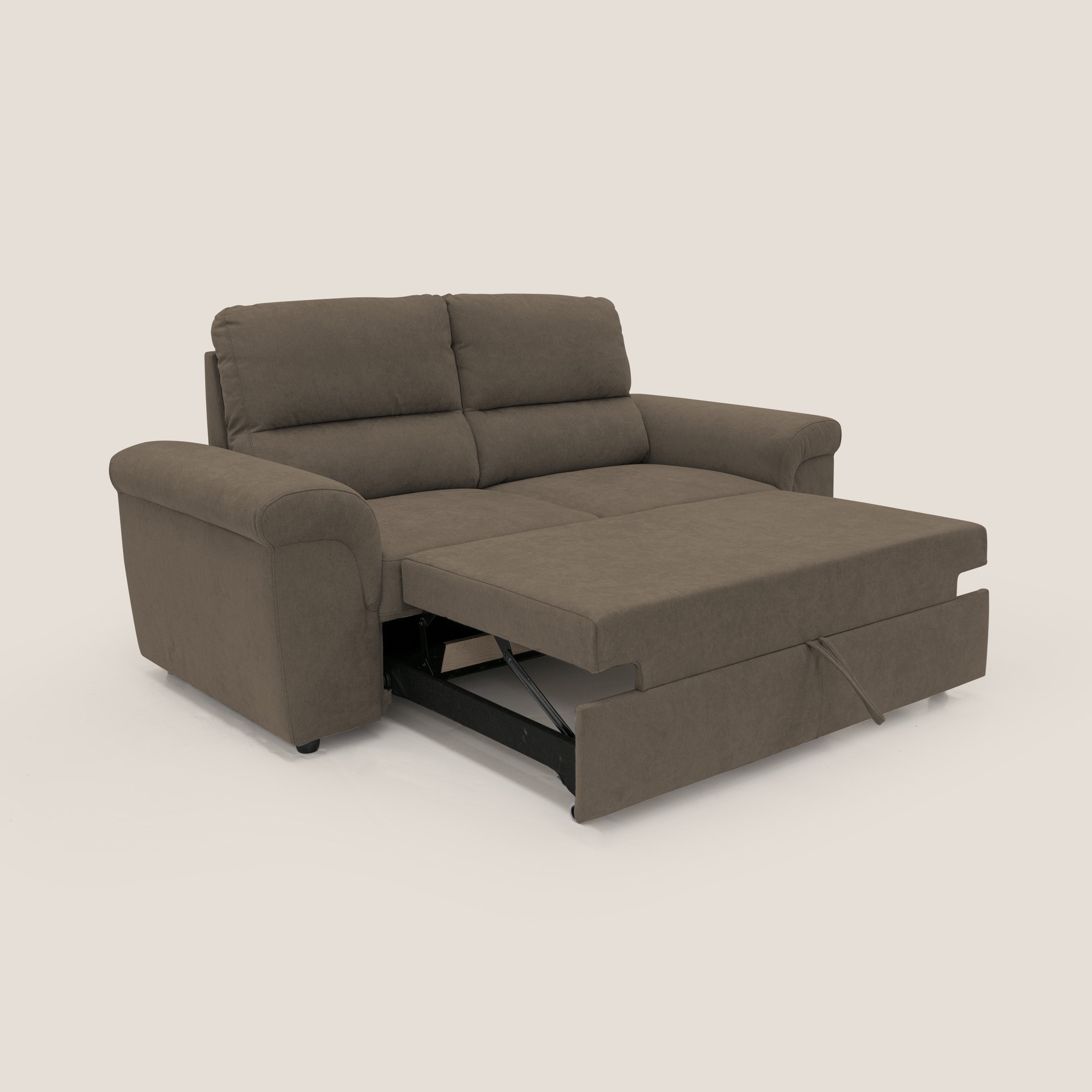 Minerva divano con pouf estraibile poggiapiedi in tessuto morbido impermeabile T02 marrone - divani.store