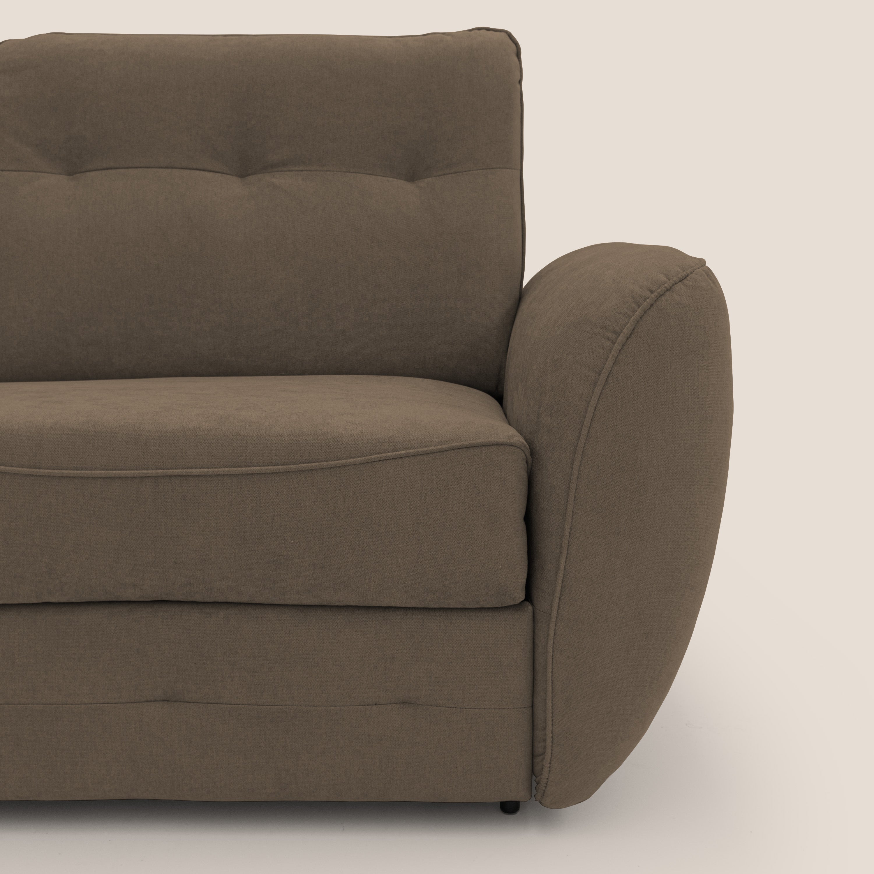 Zeus divano letto angolare con materasso H18 cm pouf mobile in tessuto impermeabile T02 - divani.store