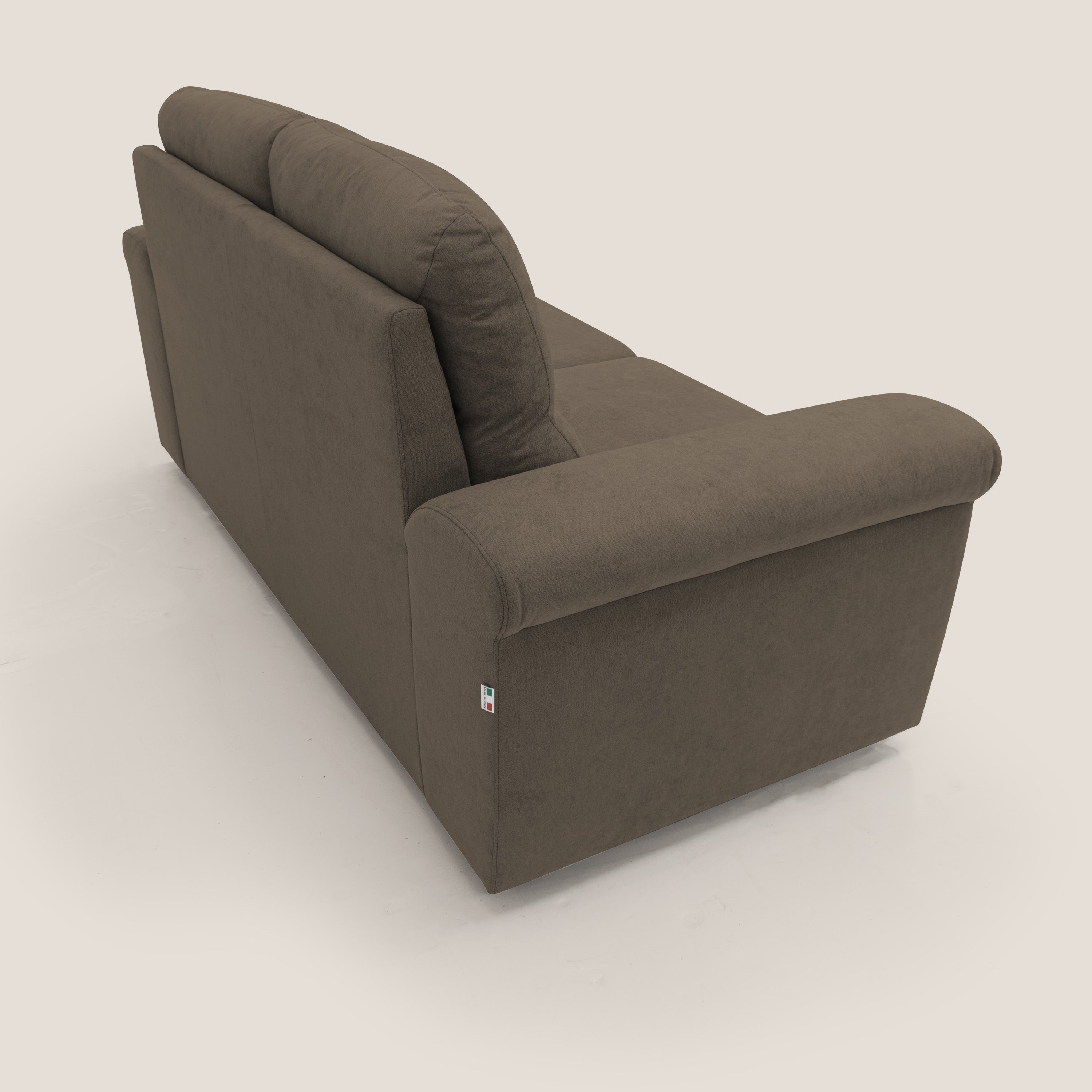 Minerva divano con pouf estraibile poggiapiedi in tessuto morbido impermeabile T02 marrone - divani.store