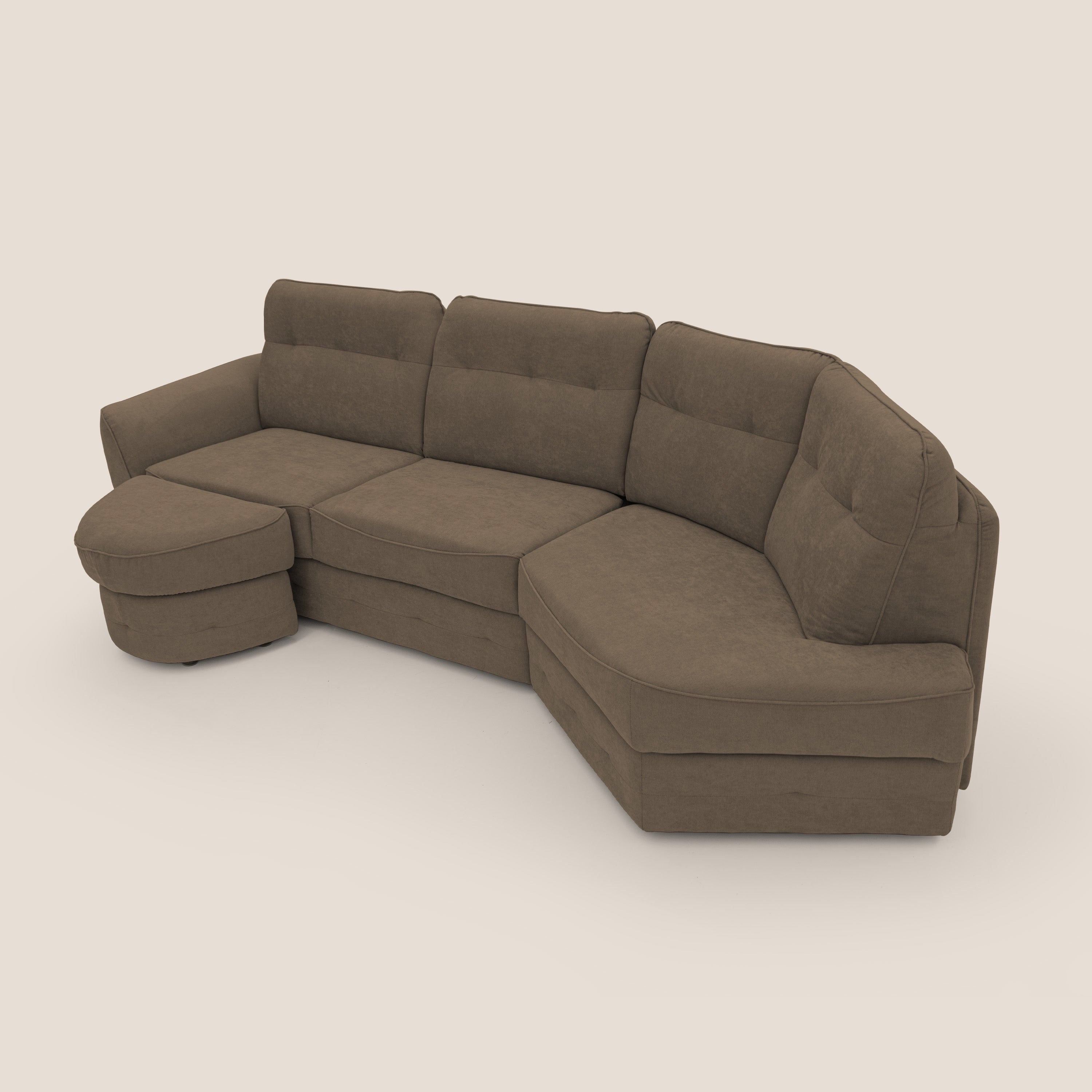 Zeus divano letto angolare con materasso H18 cm pouf mobile in tessuto impermeabile T02 - divani.store