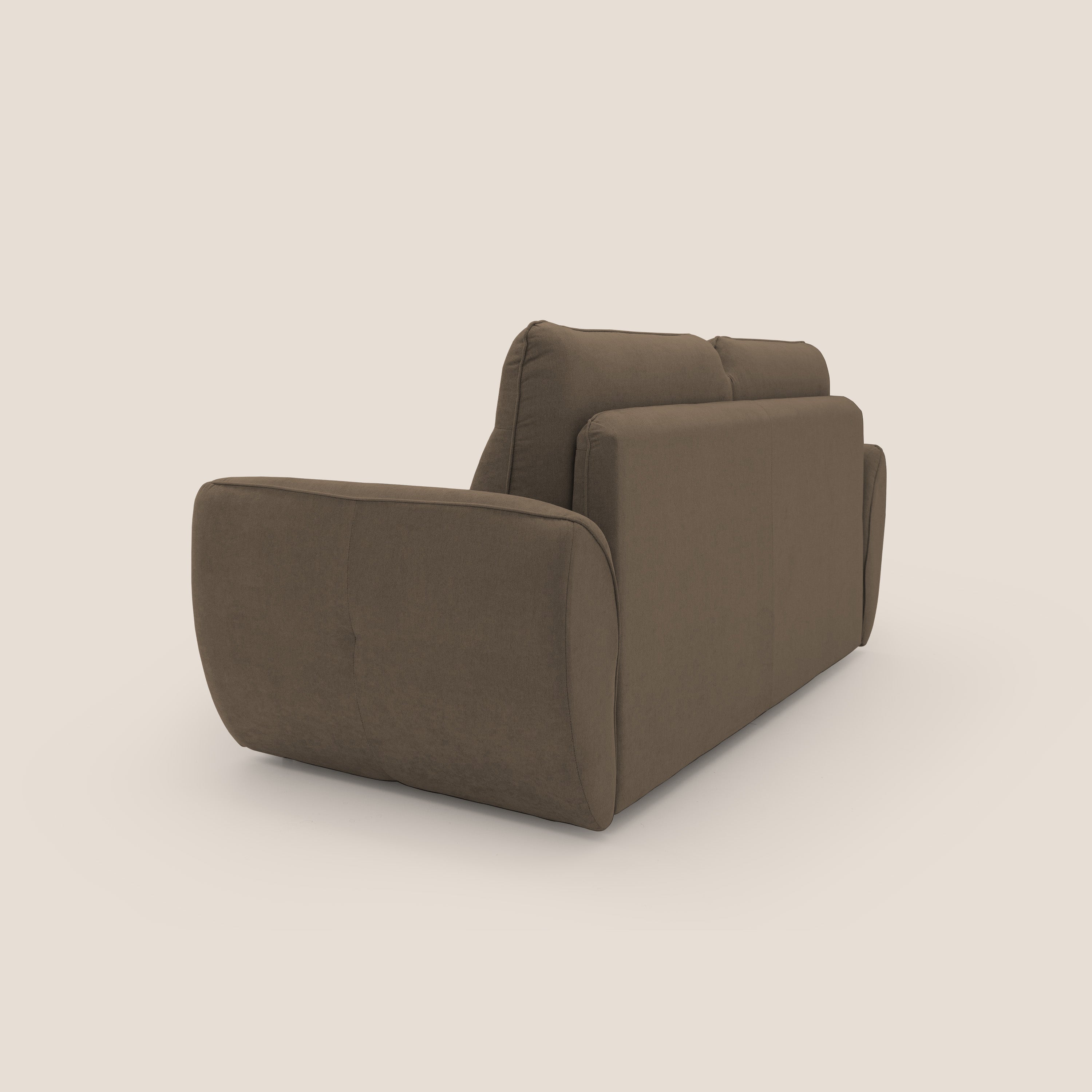 Zeus Divano letto scandinavo con schienale alto in tessuto impermeabile T02 marrone - divani.store