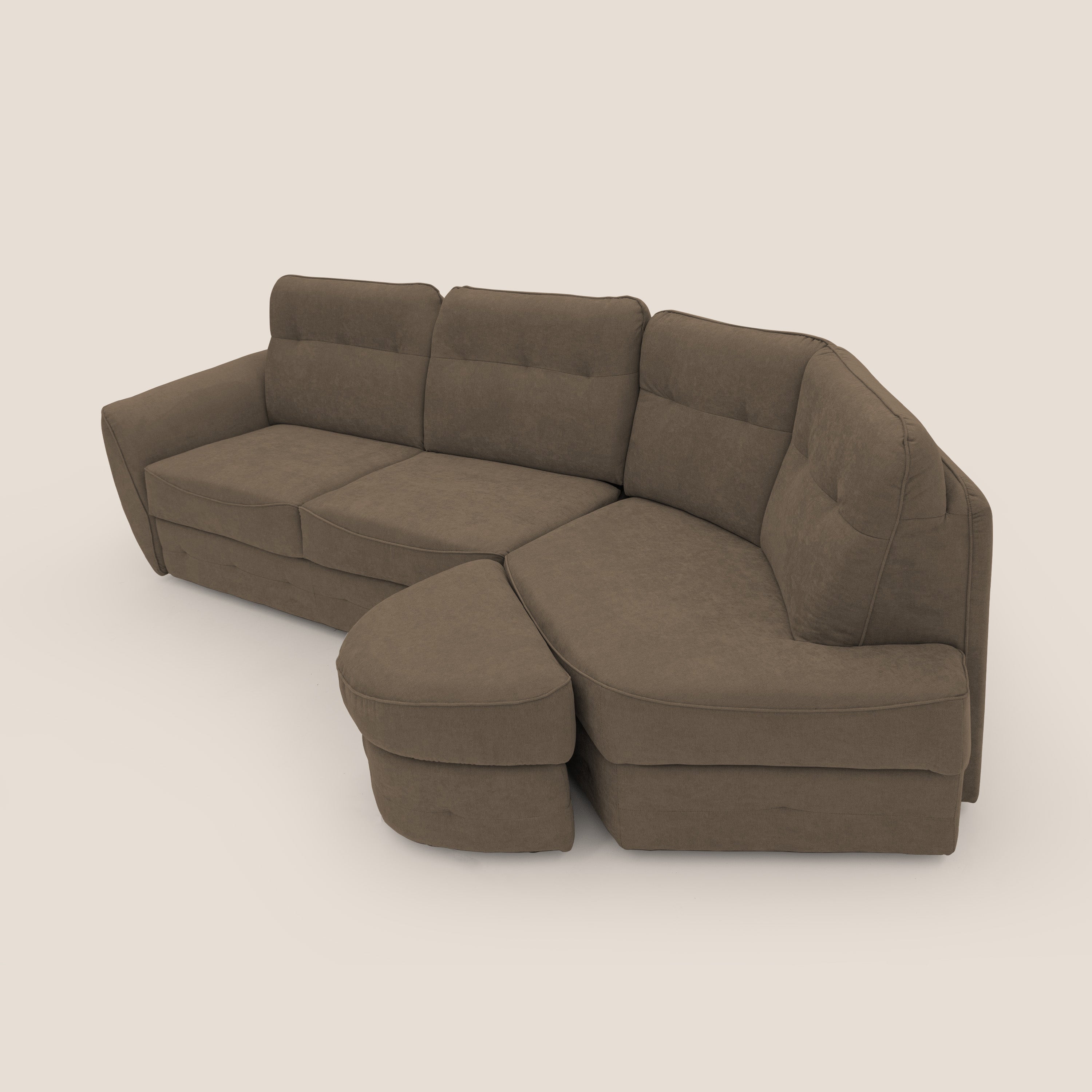 Zeus divano letto angolare con materasso H18 cm pouf mobile in tessuto impermeabile T02 - divani.store