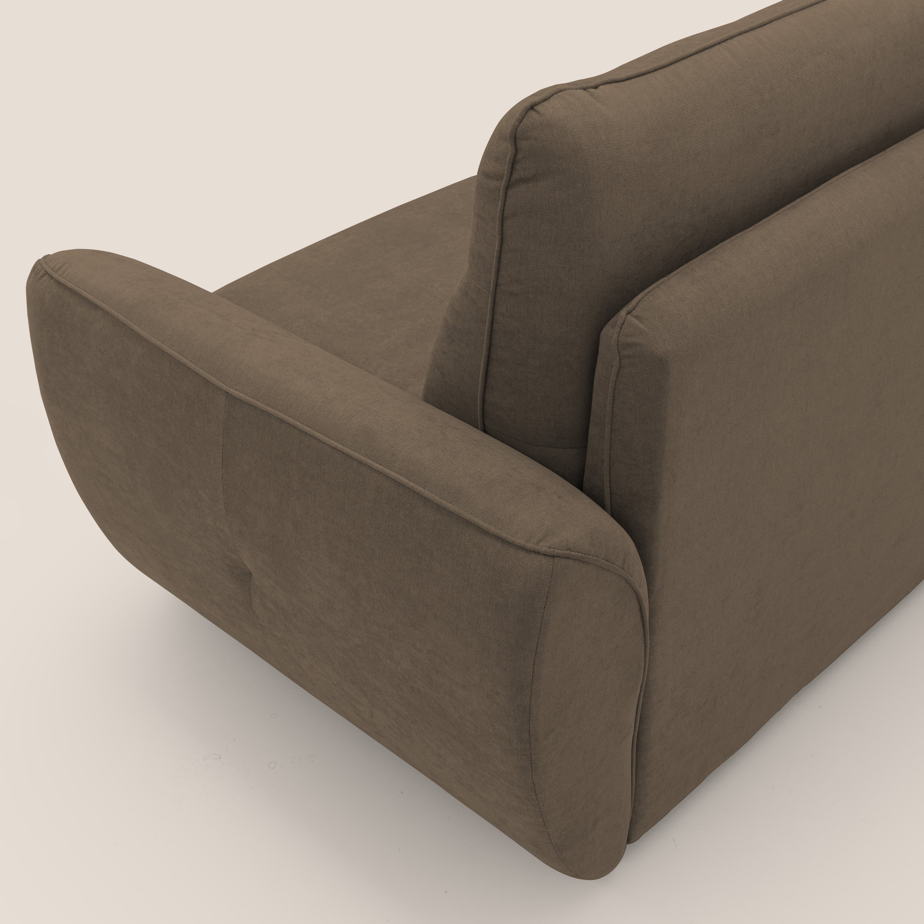 Zeus Divano letto scandinavo con schienale alto in tessuto impermeabile T02 marrone - divani.store