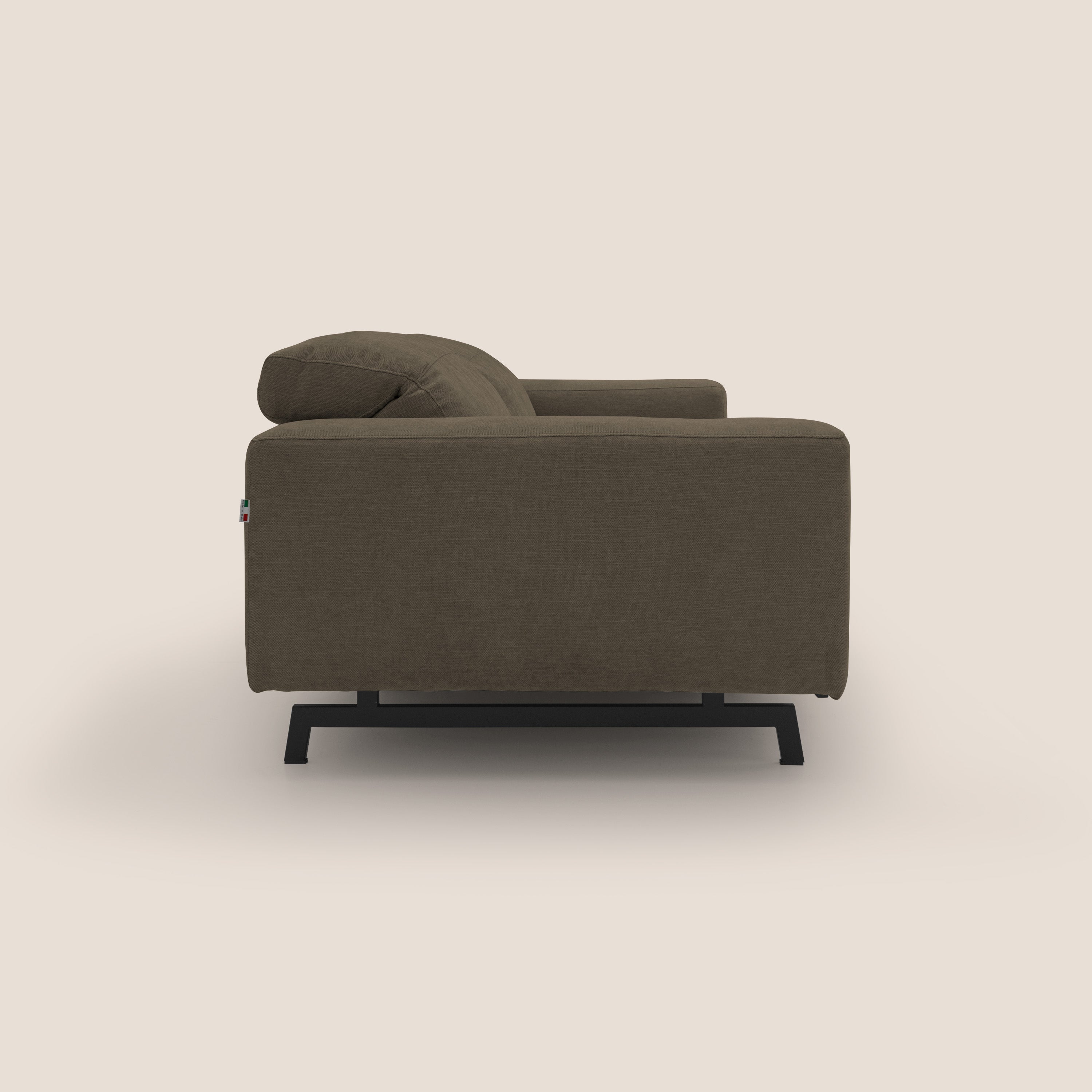 Sakura divano in piuma d'oca modulare componibile in morbido tessuto fiammato impermeabile T14 marrone - divani.store