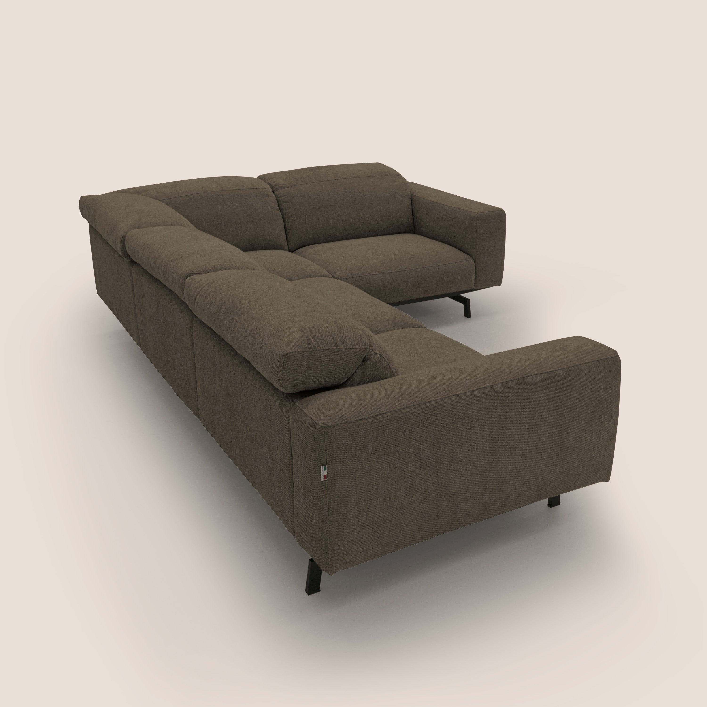 Sakura Canapé d'angle RÉVERSIBLE et modulable en tissu doux et imperméable T14 marron