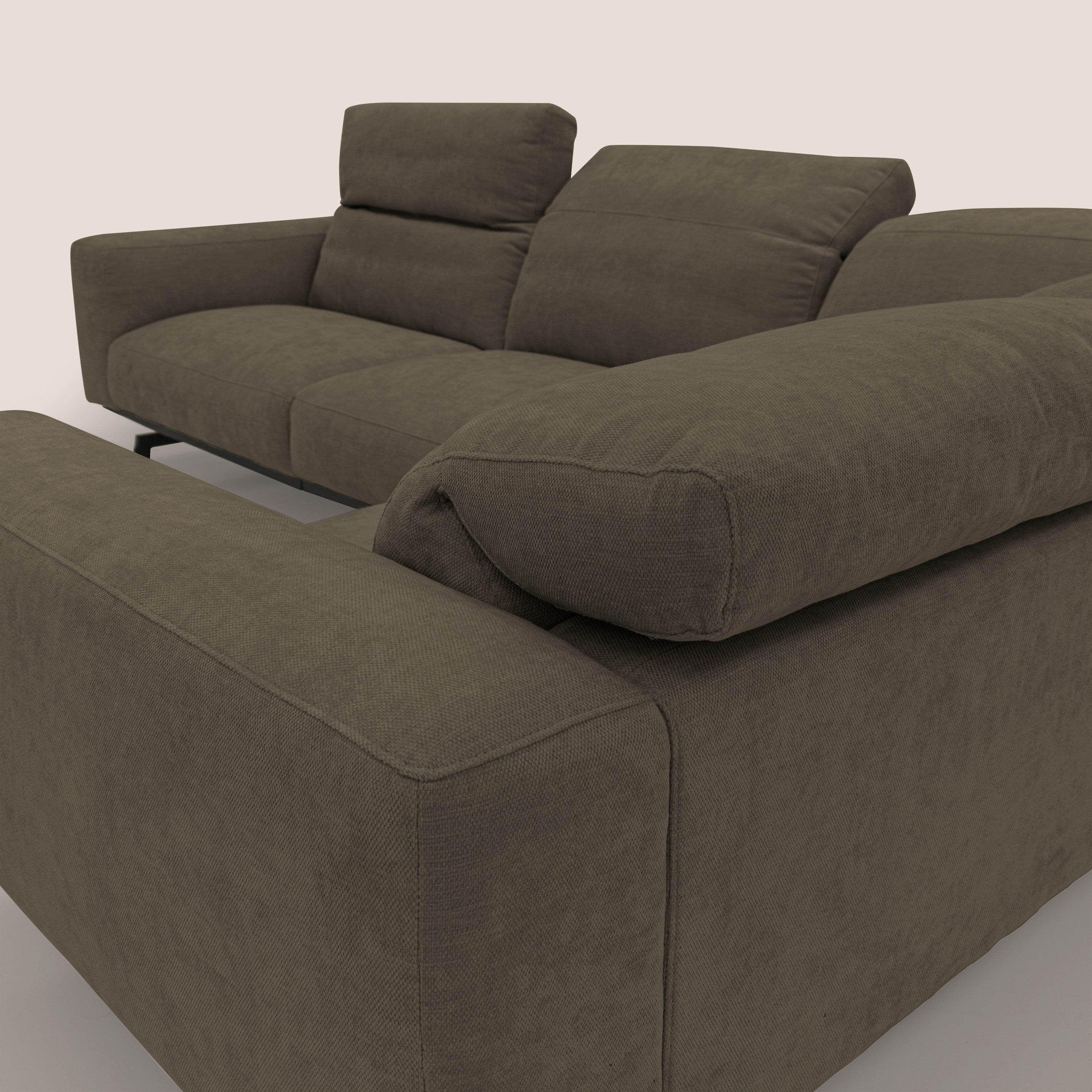 Sakura Canapé d'angle RÉVERSIBLE et modulable en tissu doux et imperméable T14 marron